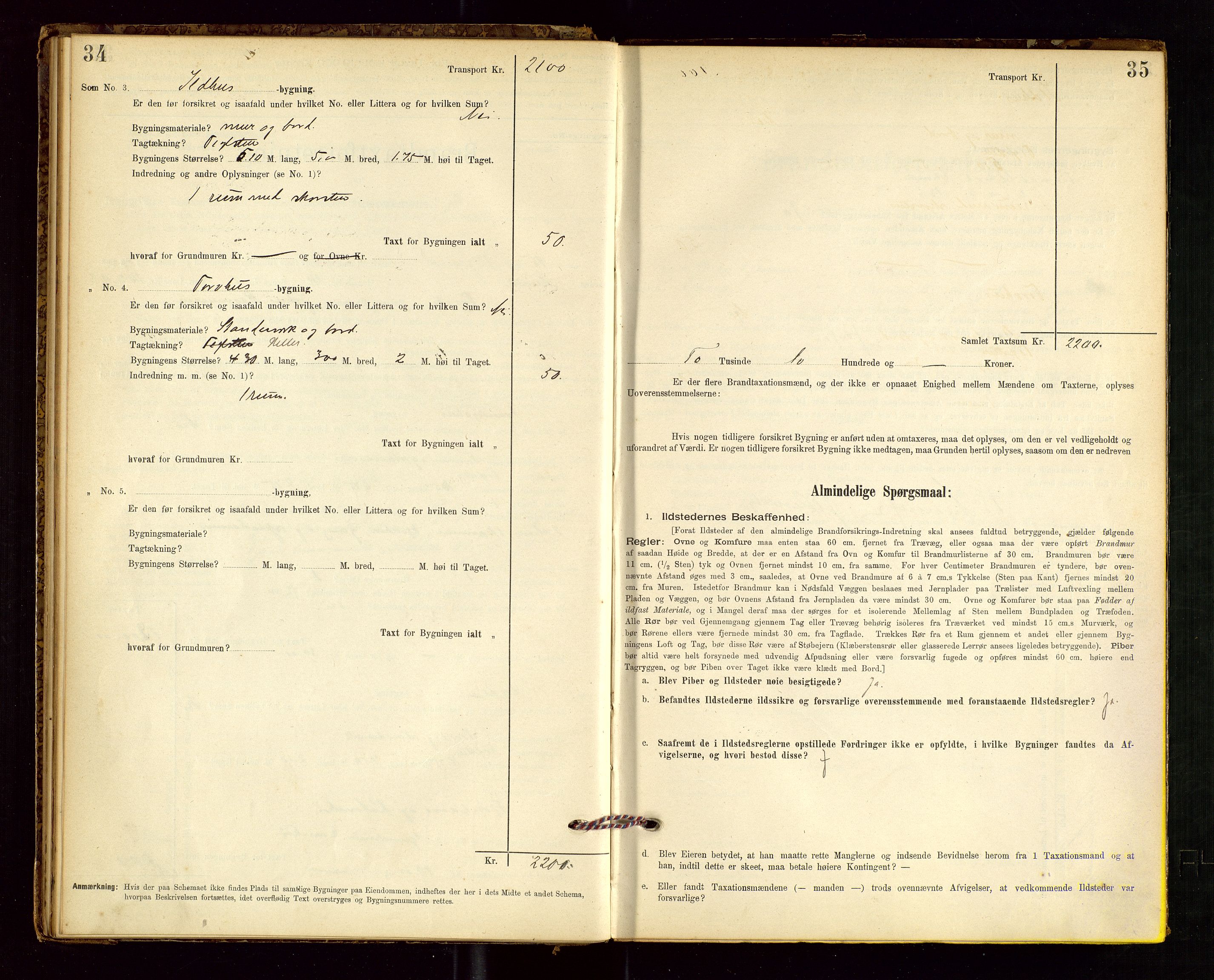 Tysvær lensmannskontor, AV/SAST-A-100192/Gob/L0001: "Brandtaxationsprotokol for Tysvær Lensmandsdistrikt Ryfylke Fogderi", 1894-1916, p. 34-35