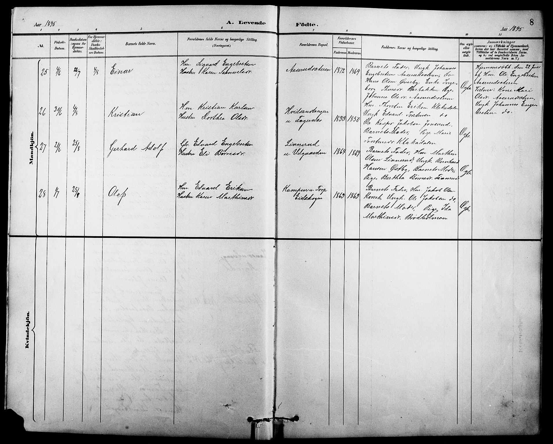 Vinger prestekontor, AV/SAH-PREST-024/H/Ha/Hab/L0004: Parish register (copy) no. 4, 1895-1920, p. 8