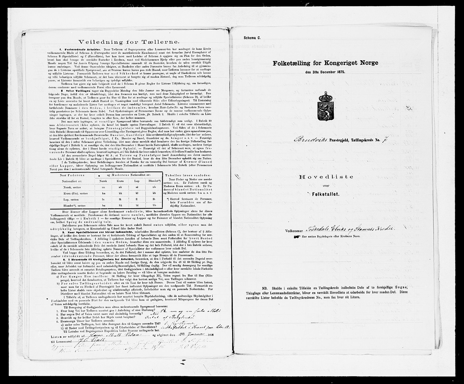 SAB, 1875 census for 1251P Bruvik, 1875, p. 19
