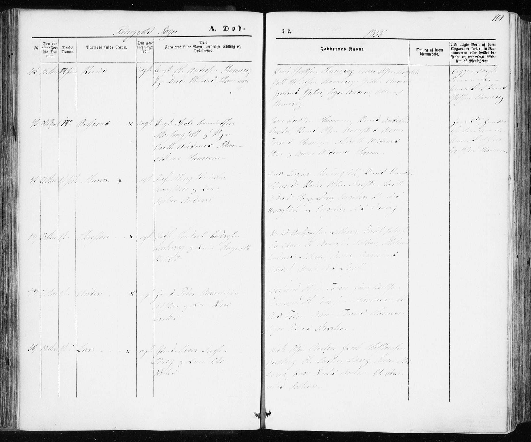 Ministerialprotokoller, klokkerbøker og fødselsregistre - Møre og Romsdal, AV/SAT-A-1454/586/L0984: Parish register (official) no. 586A10, 1844-1856, p. 101