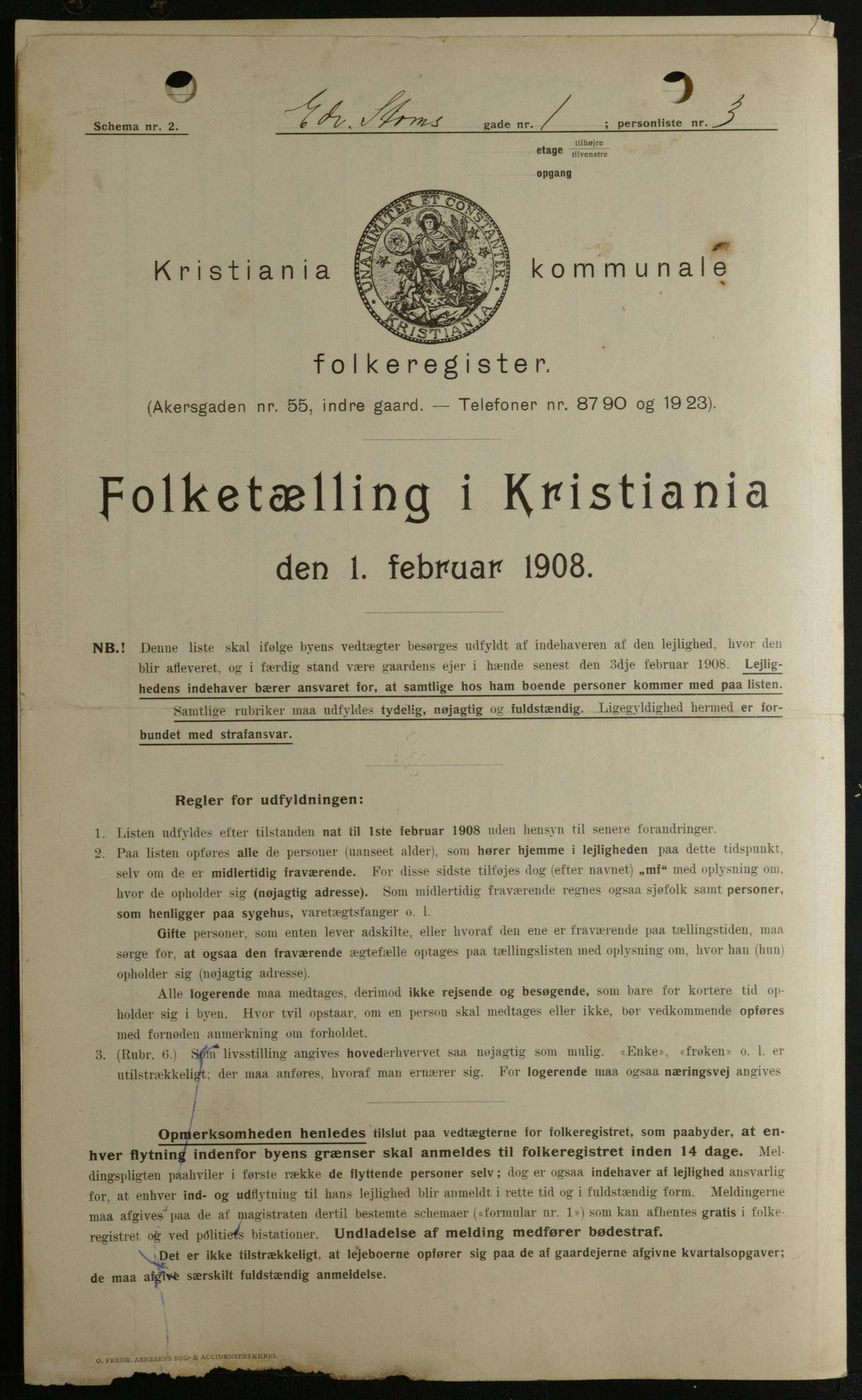 OBA, Municipal Census 1908 for Kristiania, 1908, p. 17283