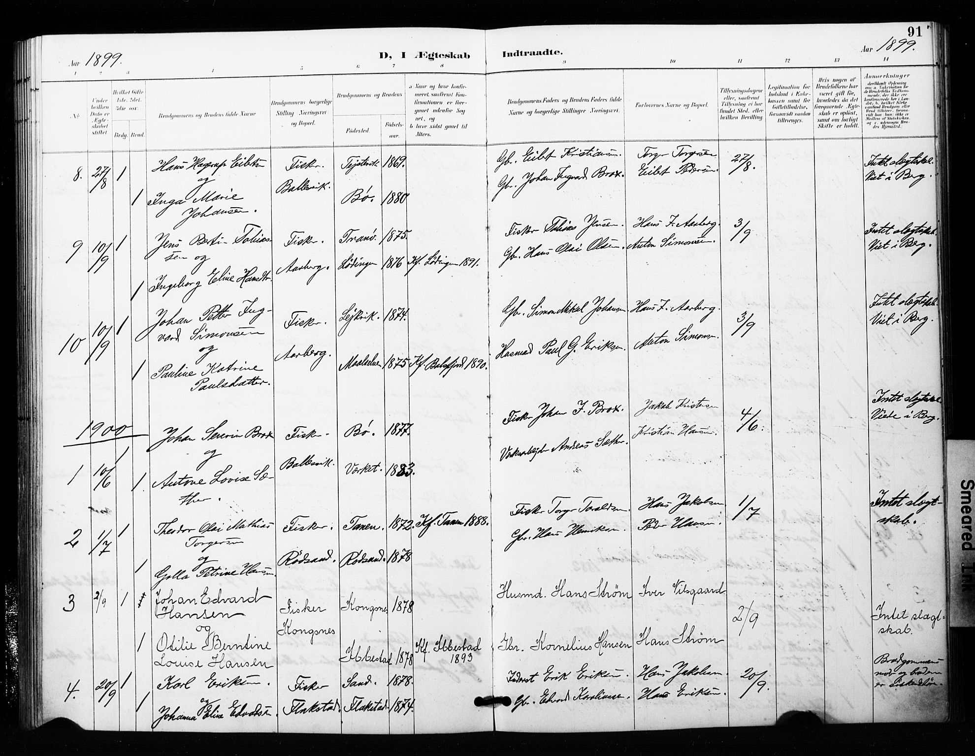 Berg sokneprestkontor, SATØ/S-1318/G/Ga/Gaa/L0006kirke: Parish register (official) no. 6, 1894-1904, p. 91