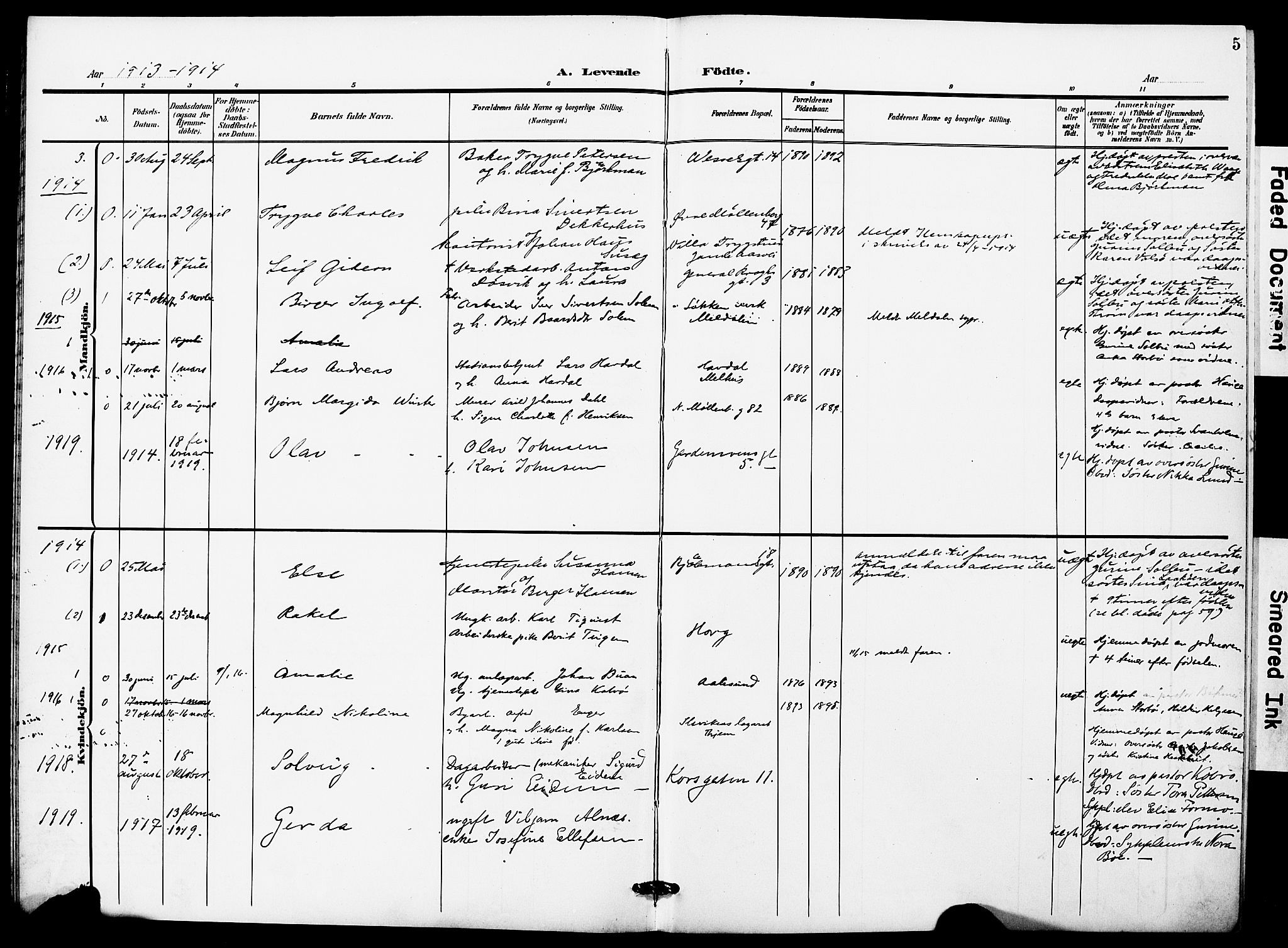 Ministerialprotokoller, klokkerbøker og fødselsregistre - Sør-Trøndelag, AV/SAT-A-1456/628/L0483: Parish register (official) no. 628A01, 1902-1920, p. 5