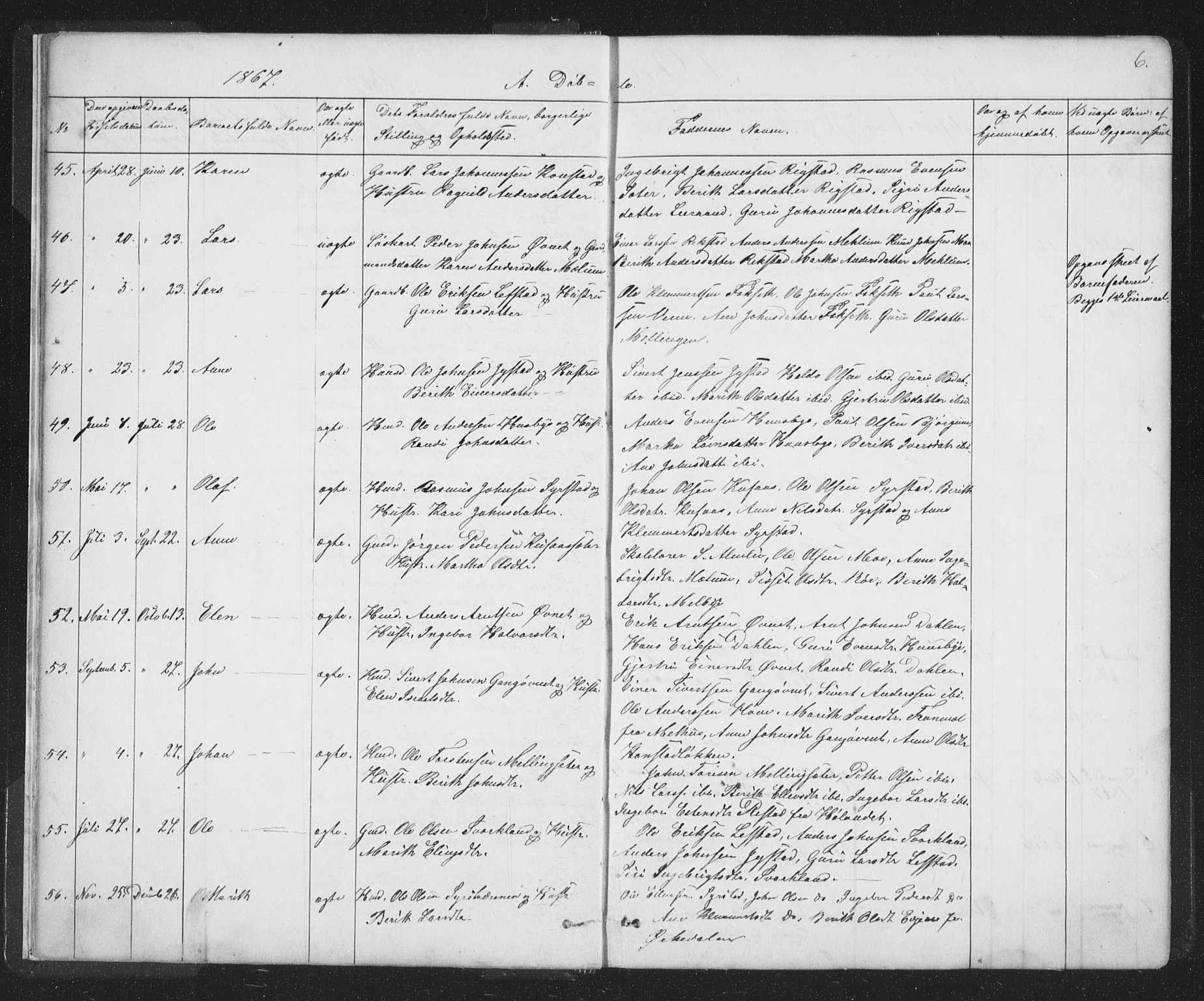 Ministerialprotokoller, klokkerbøker og fødselsregistre - Sør-Trøndelag, SAT/A-1456/667/L0798: Parish register (copy) no. 667C03, 1867-1929, p. 6