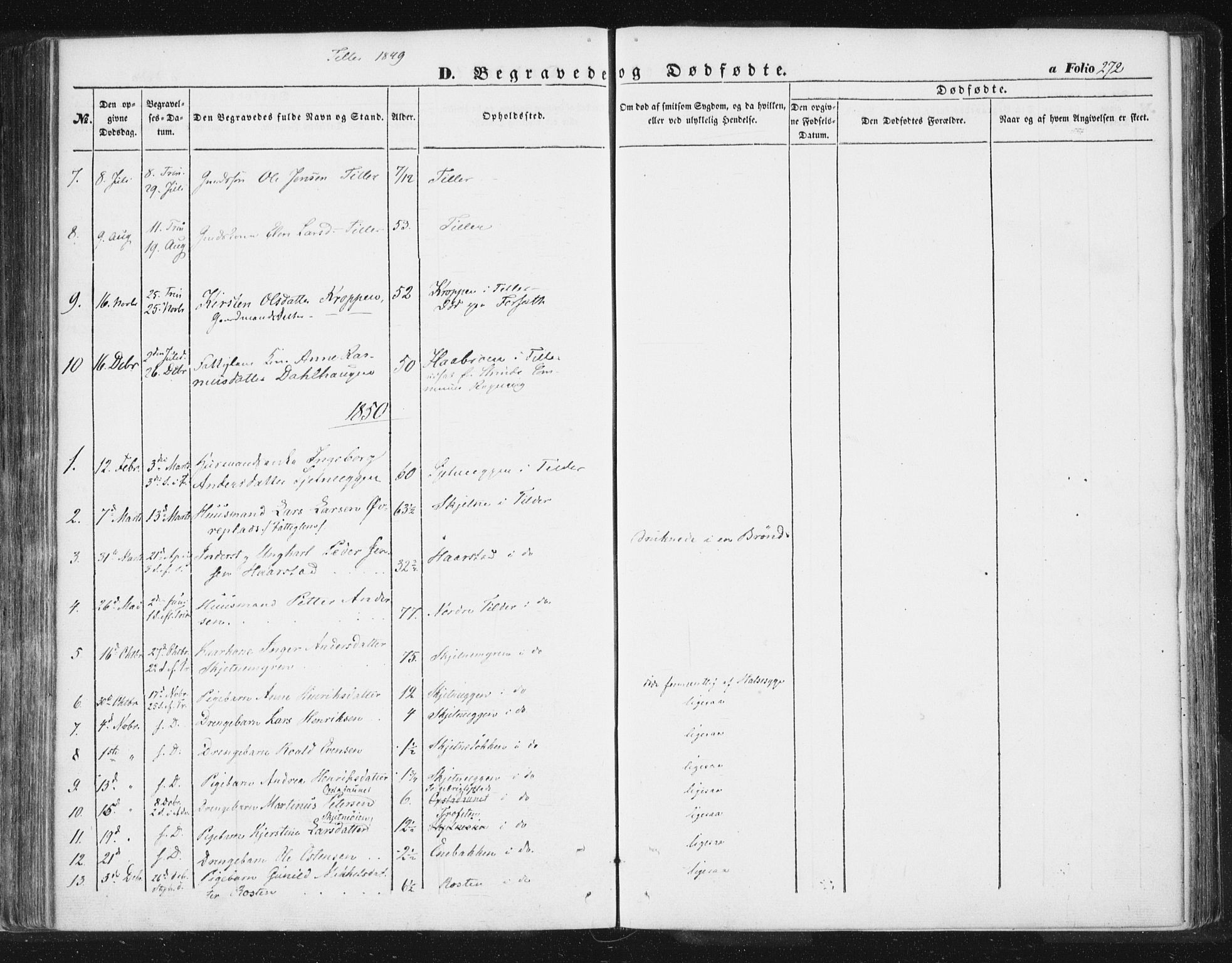 Ministerialprotokoller, klokkerbøker og fødselsregistre - Sør-Trøndelag, SAT/A-1456/618/L0441: Parish register (official) no. 618A05, 1843-1862, p. 272