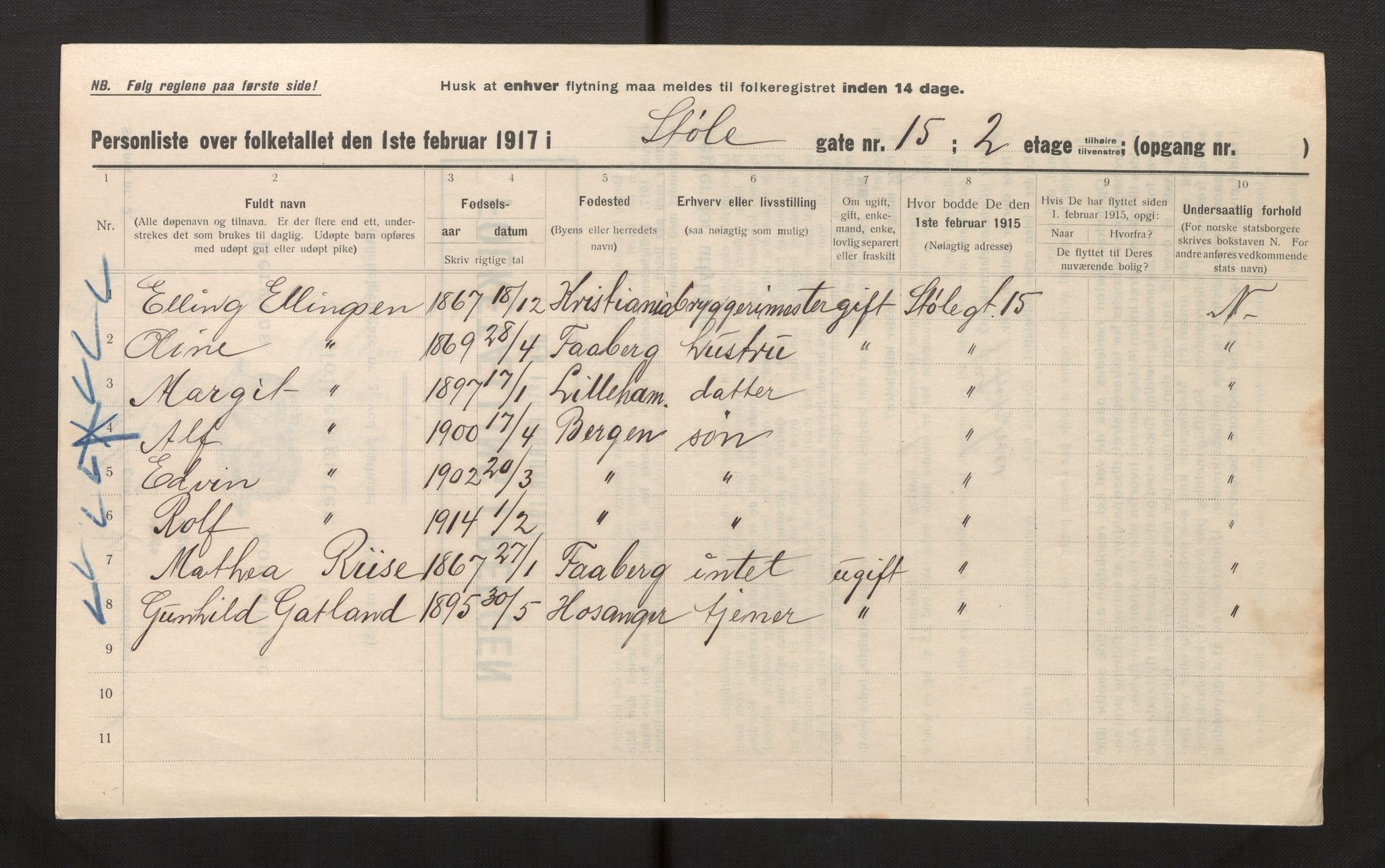 SAB, Municipal Census 1917 for Bergen, 1917, p. 39233