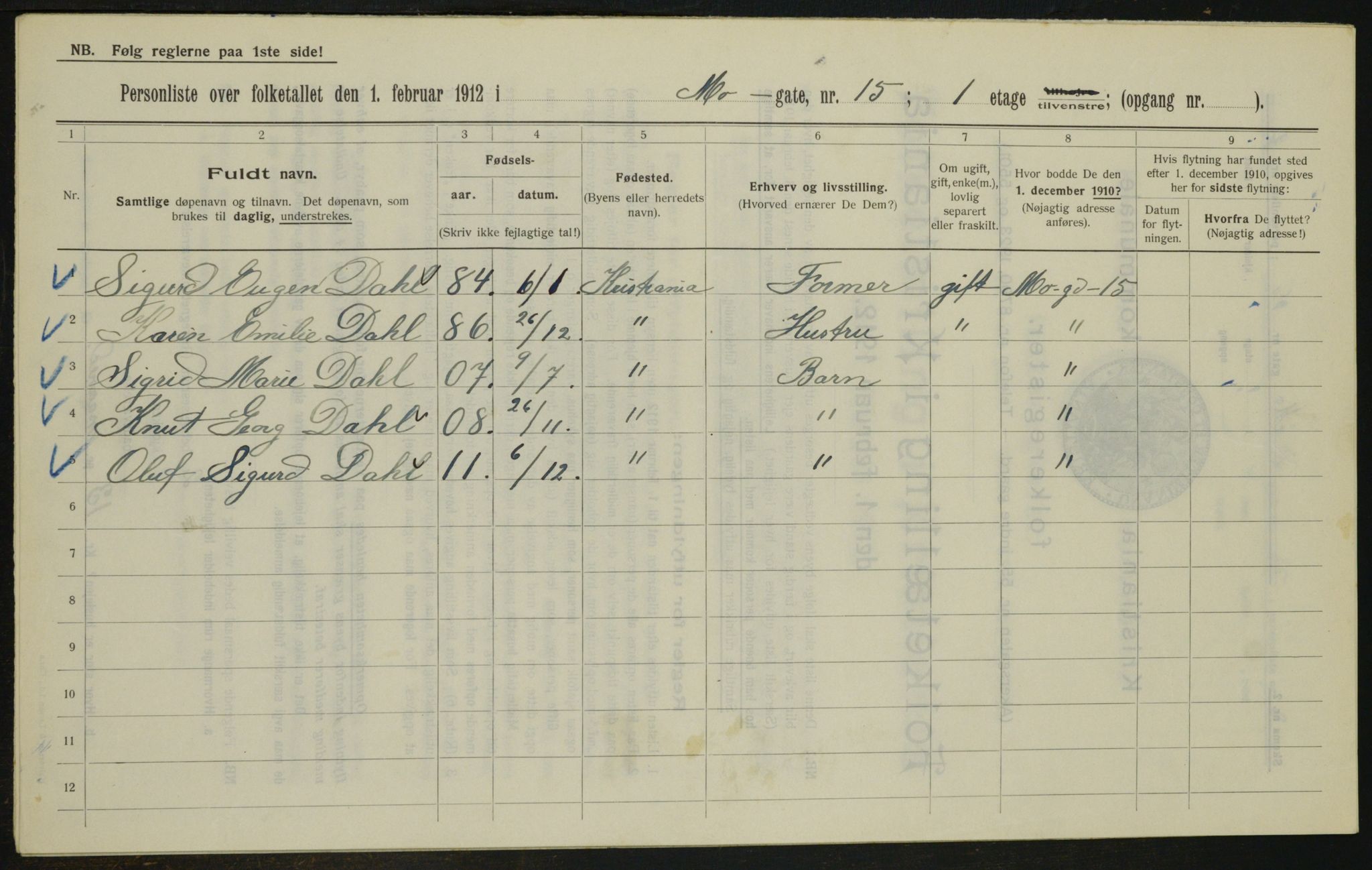 OBA, Municipal Census 1912 for Kristiania, 1912, p. 65917