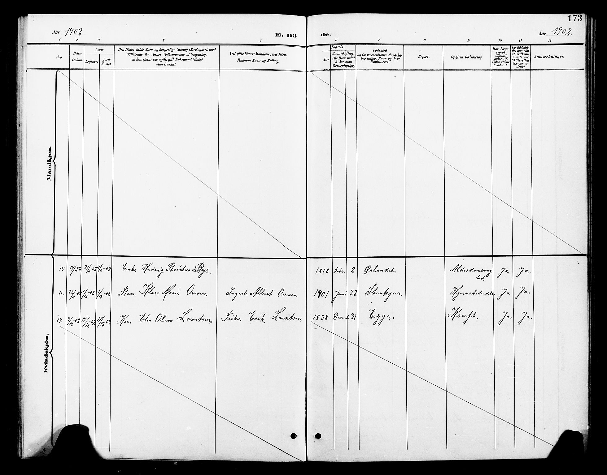 Ministerialprotokoller, klokkerbøker og fødselsregistre - Nord-Trøndelag, AV/SAT-A-1458/739/L0375: Parish register (copy) no. 739C03, 1898-1908, p. 173