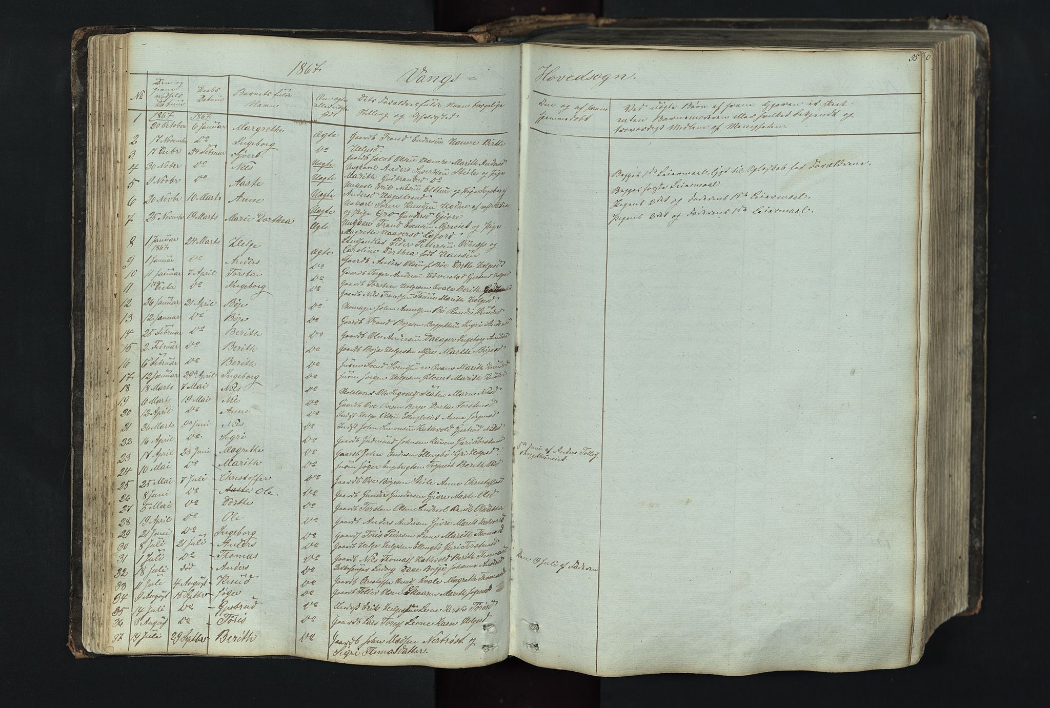 Vang prestekontor, Valdres, SAH/PREST-140/H/Hb/L0004: Parish register (copy) no. 4, 1835-1892, p. 55