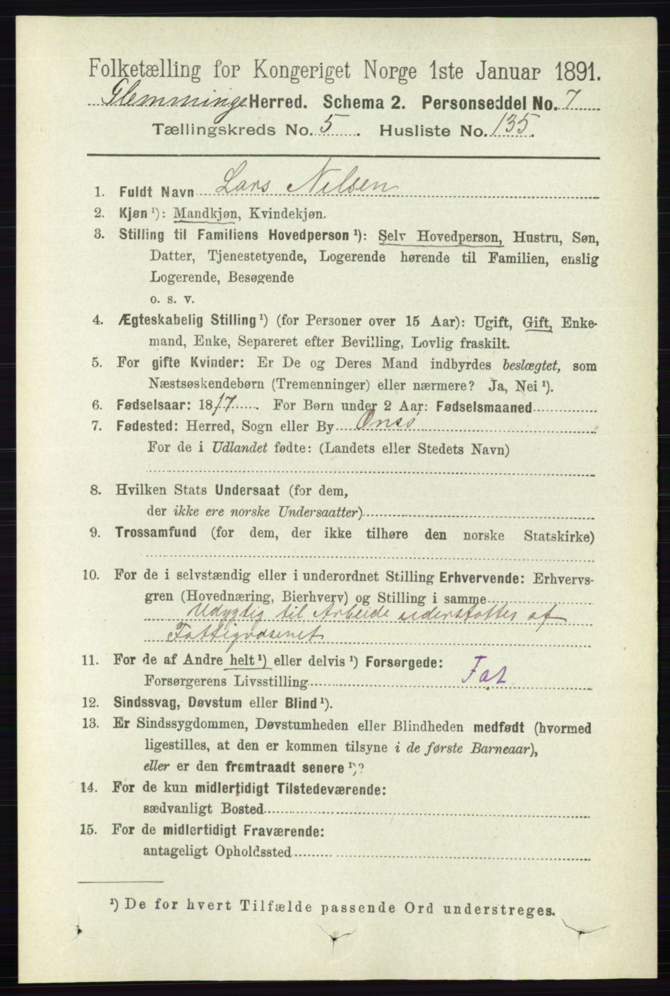 RA, 1891 census for 0132 Glemmen, 1891, p. 7175