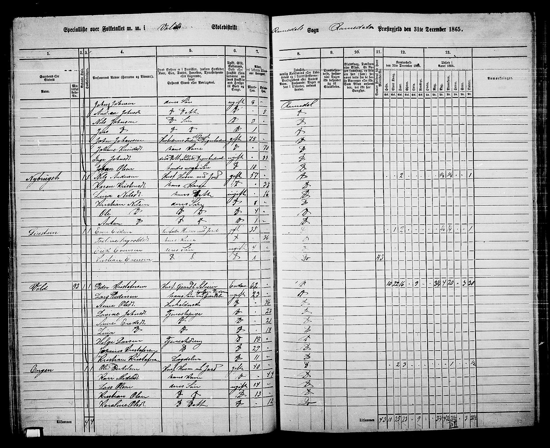 RA, 1865 census for Romedal, 1865, p. 81