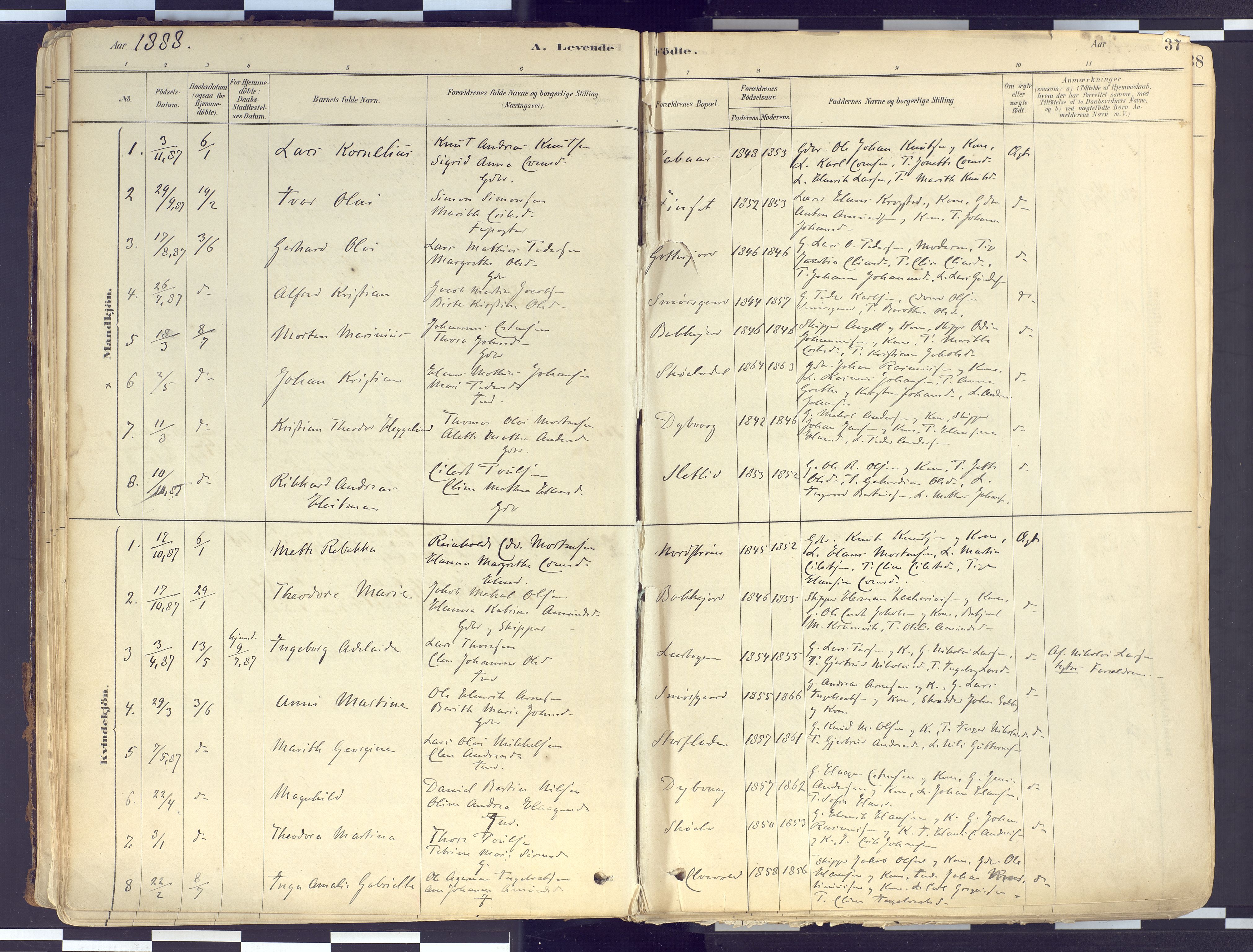 Tranøy sokneprestkontor, AV/SATØ-S-1313/I/Ia/Iaa/L0010kirke: Parish register (official) no. 10, 1878-1904, p. 37