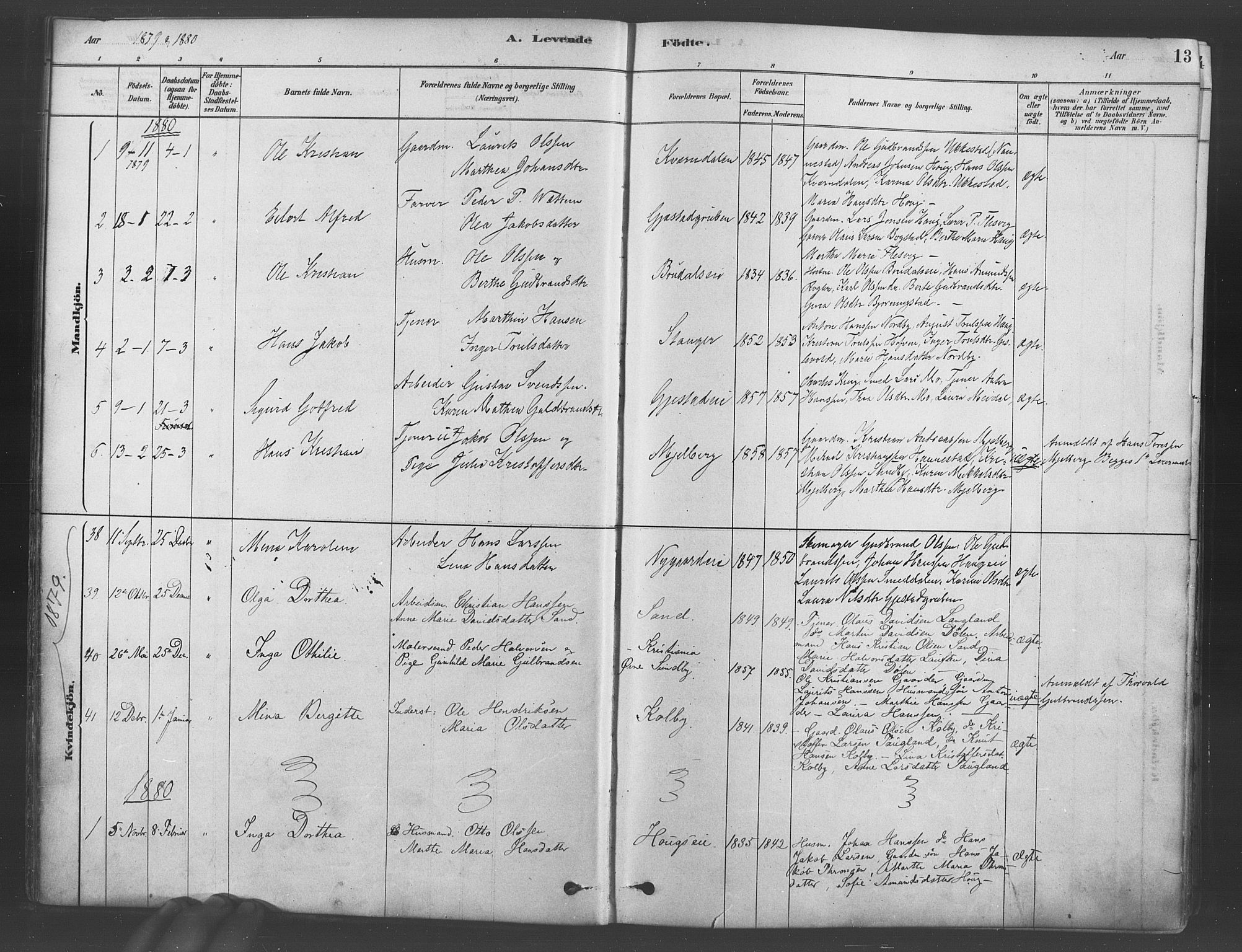 Ullensaker prestekontor Kirkebøker, SAO/A-10236a/F/Fb/L0001: Parish register (official) no. II 1, 1878-1893, p. 13