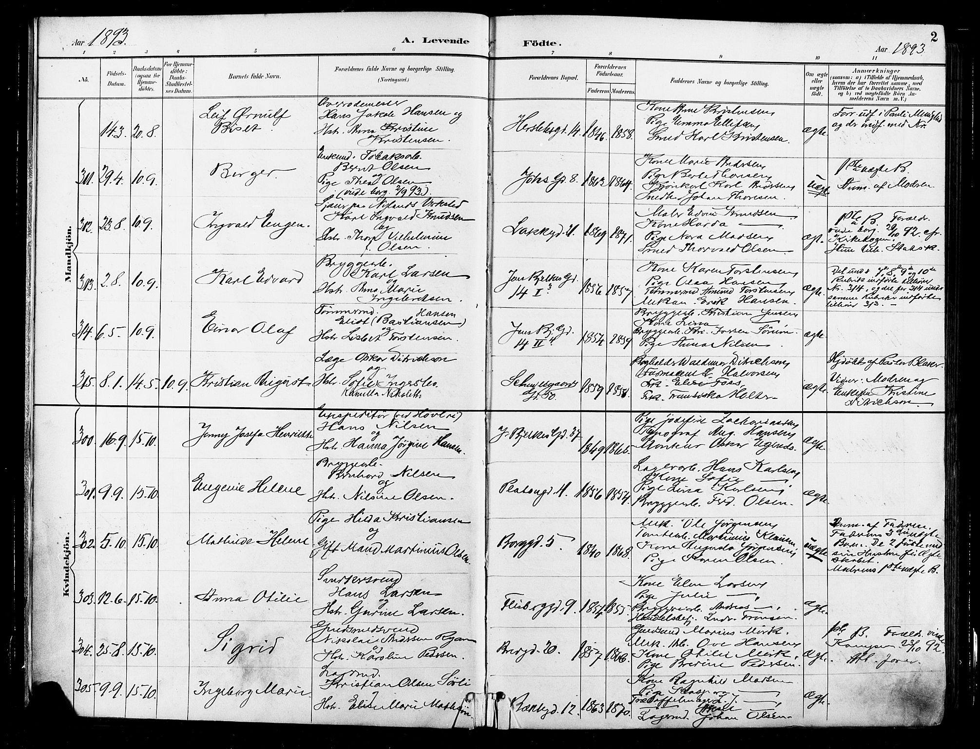 Grønland prestekontor Kirkebøker, AV/SAO-A-10848/F/Fa/L0012: Parish register (official) no. 12, 1893-1900, p. 2