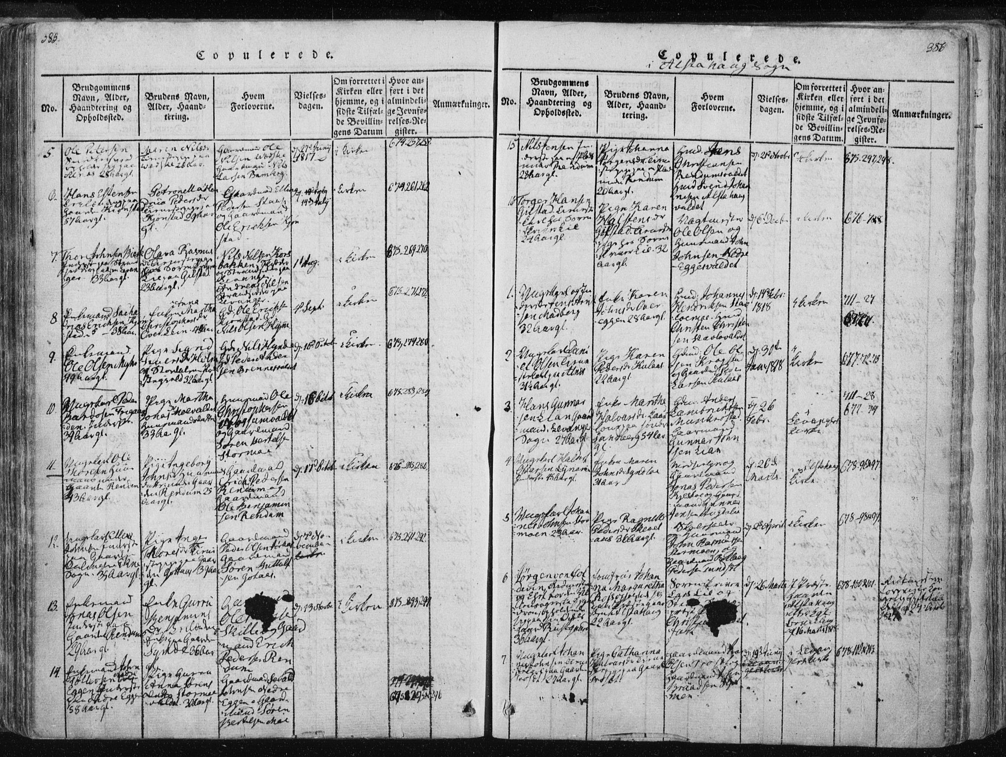 Ministerialprotokoller, klokkerbøker og fødselsregistre - Nord-Trøndelag, SAT/A-1458/717/L0148: Parish register (official) no. 717A04 /1, 1816-1825, p. 385-386