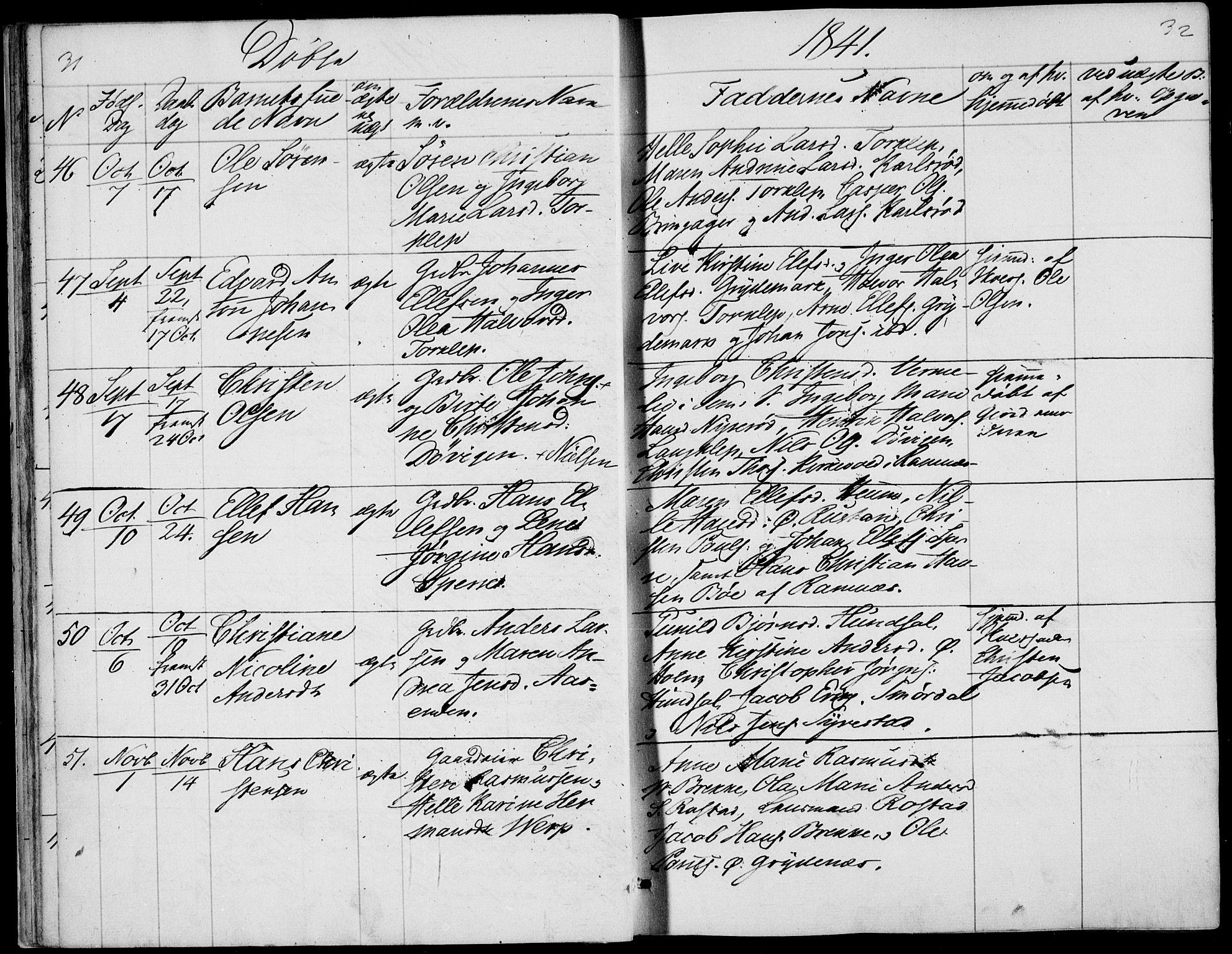 Våle kirkebøker, AV/SAKO-A-334/F/Fa/L0009a: Parish register (official) no. I 9A, 1839-1860, p. 31-32