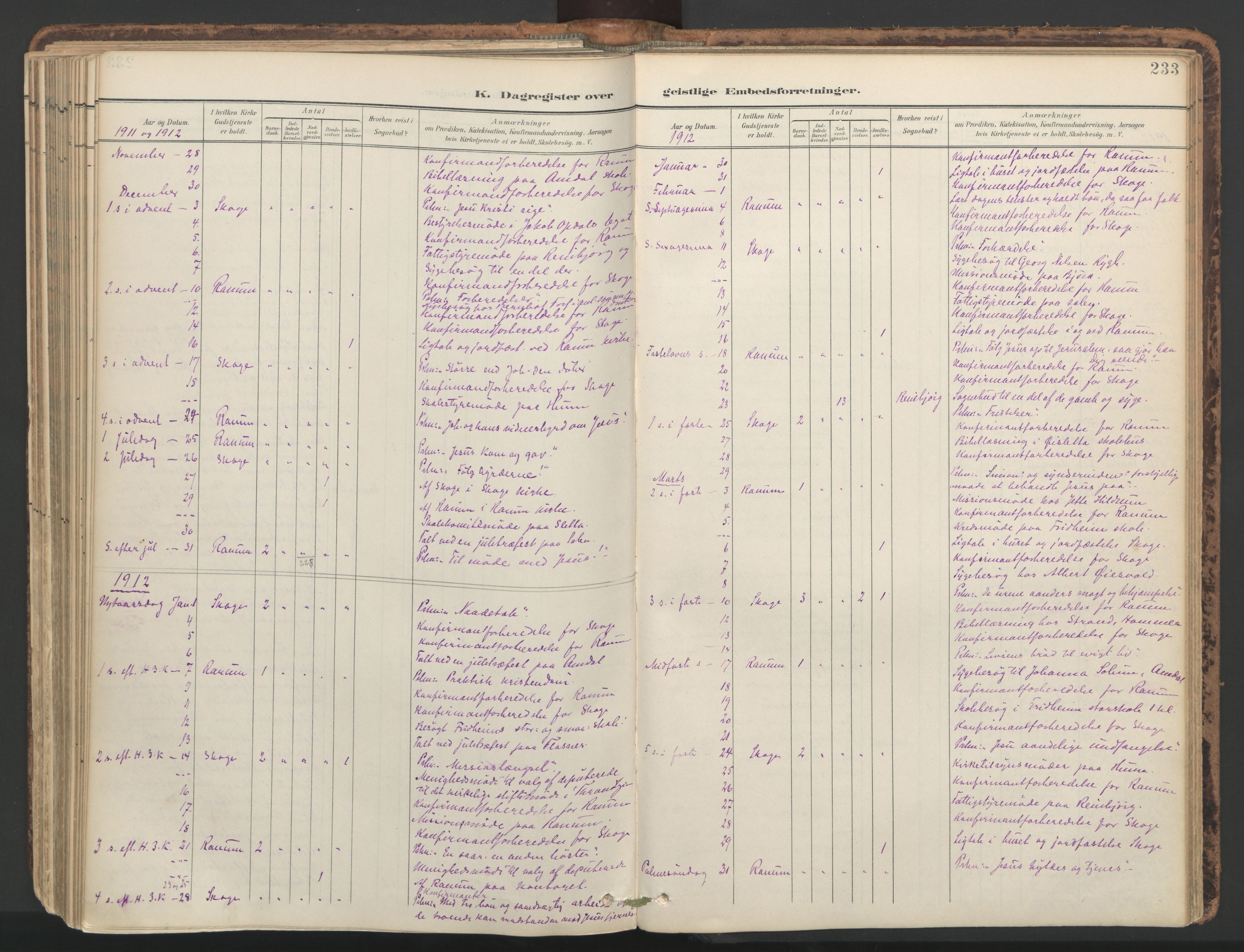 Ministerialprotokoller, klokkerbøker og fødselsregistre - Nord-Trøndelag, AV/SAT-A-1458/764/L0556: Parish register (official) no. 764A11, 1897-1924, p. 233