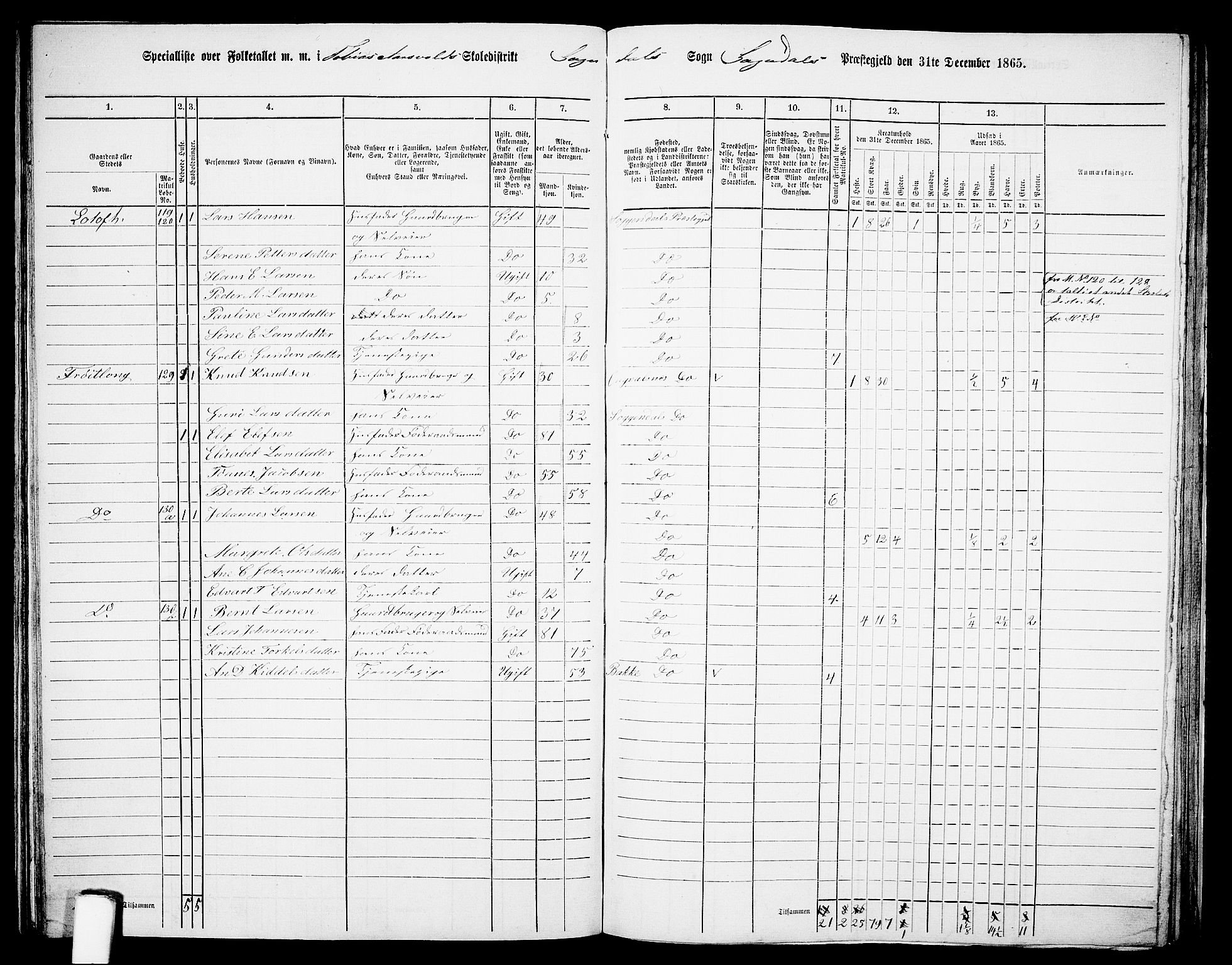 RA, 1865 census for Sokndal, 1865, p. 78