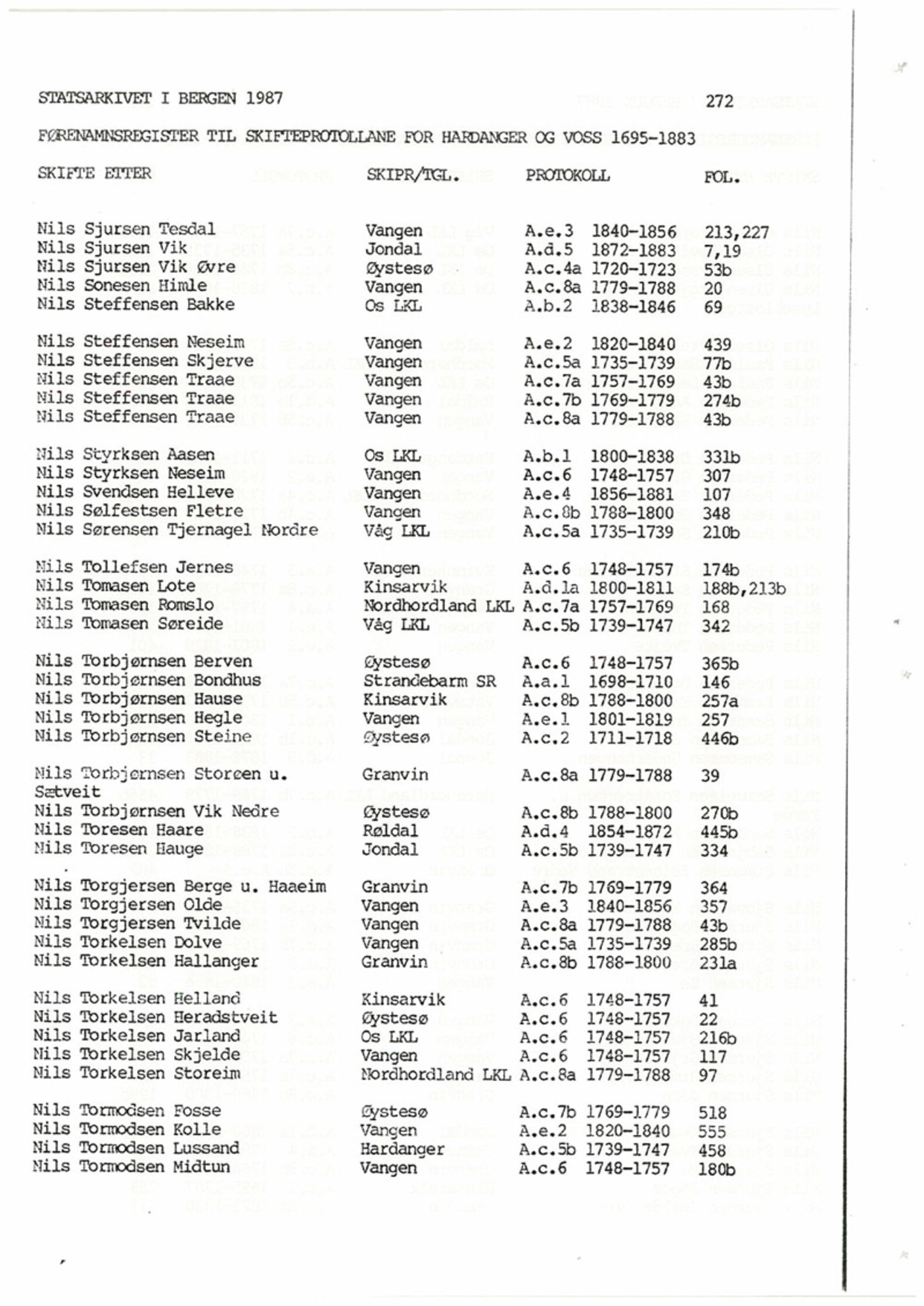 Hardanger og Voss sorenskriveri, SAB/A-2501/4, 1695-1883, p. 272