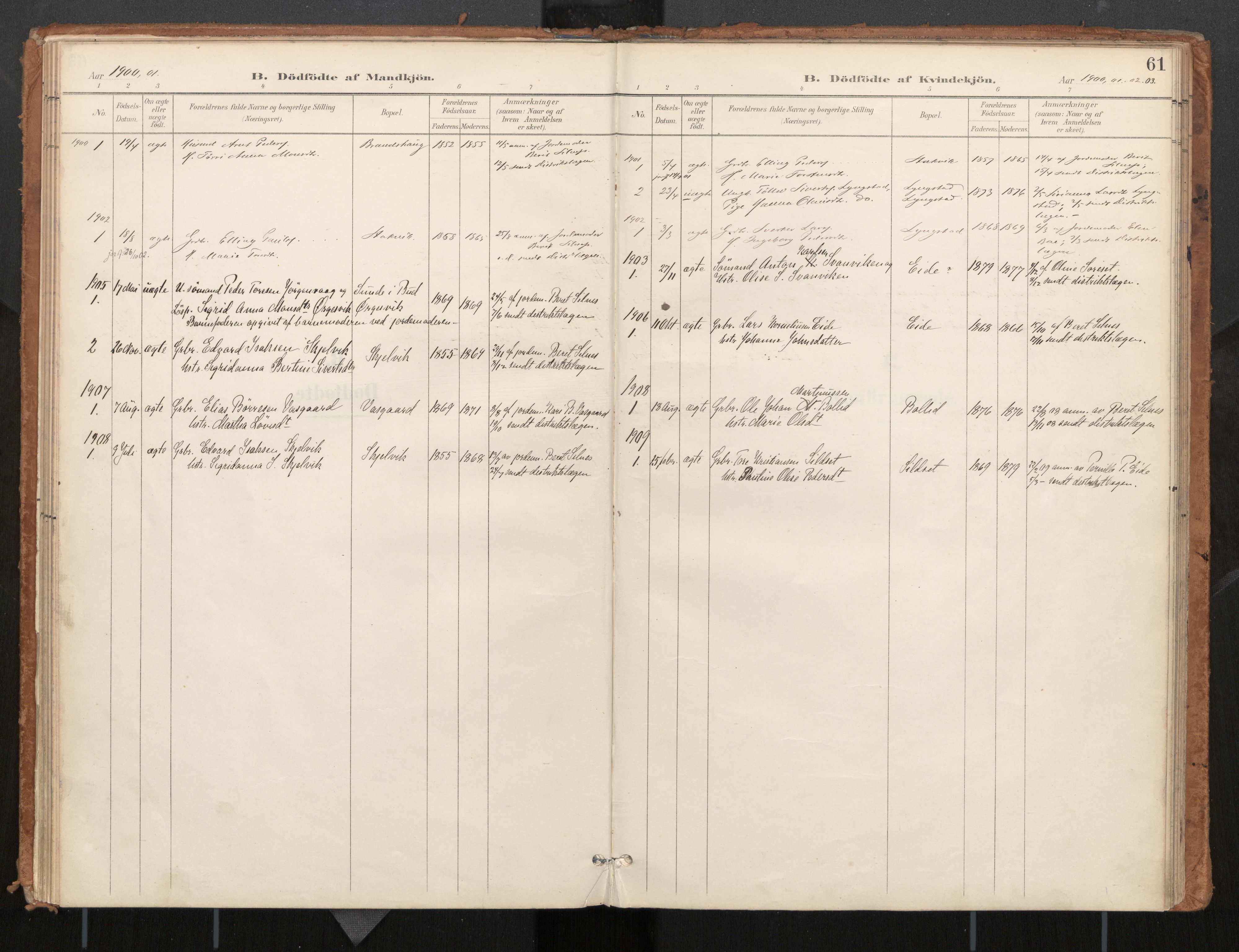 Ministerialprotokoller, klokkerbøker og fødselsregistre - Møre og Romsdal, SAT/A-1454/571/L0836a: Parish register (official) no. 571A02, 1898-1910, p. 61