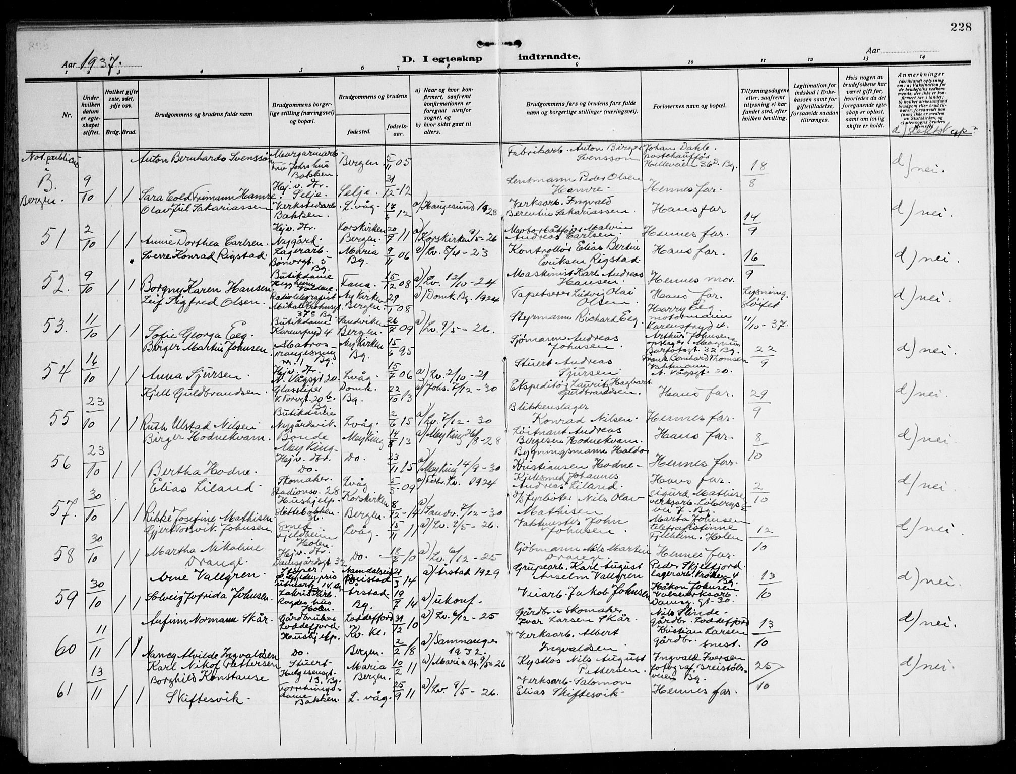 Laksevåg Sokneprestembete, AV/SAB-A-76501/H/Ha/Hab/Haba: Parish register (copy) no. A 10, 1925-1942, p. 228