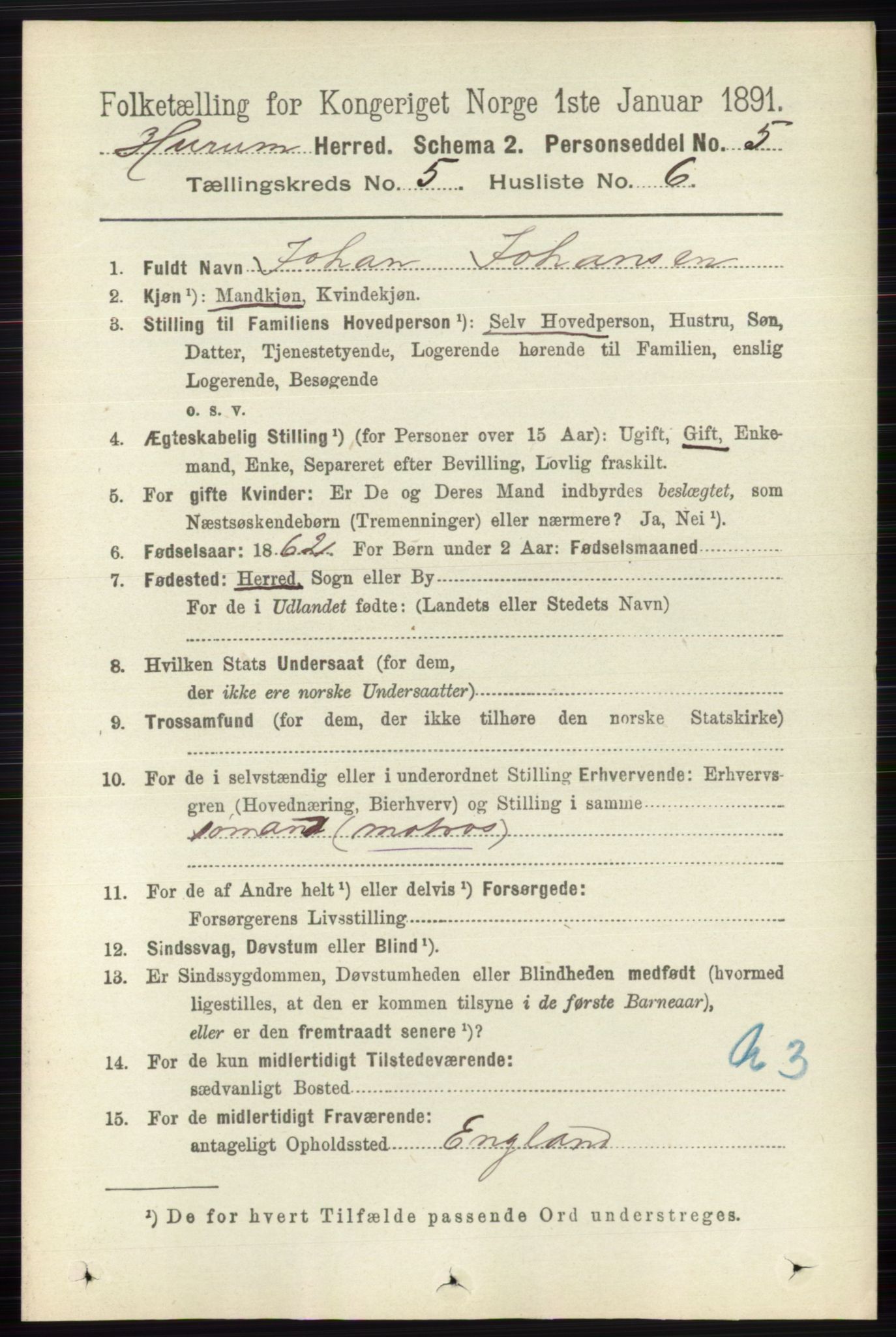 RA, 1891 census for 0628 Hurum, 1891, p. 1428