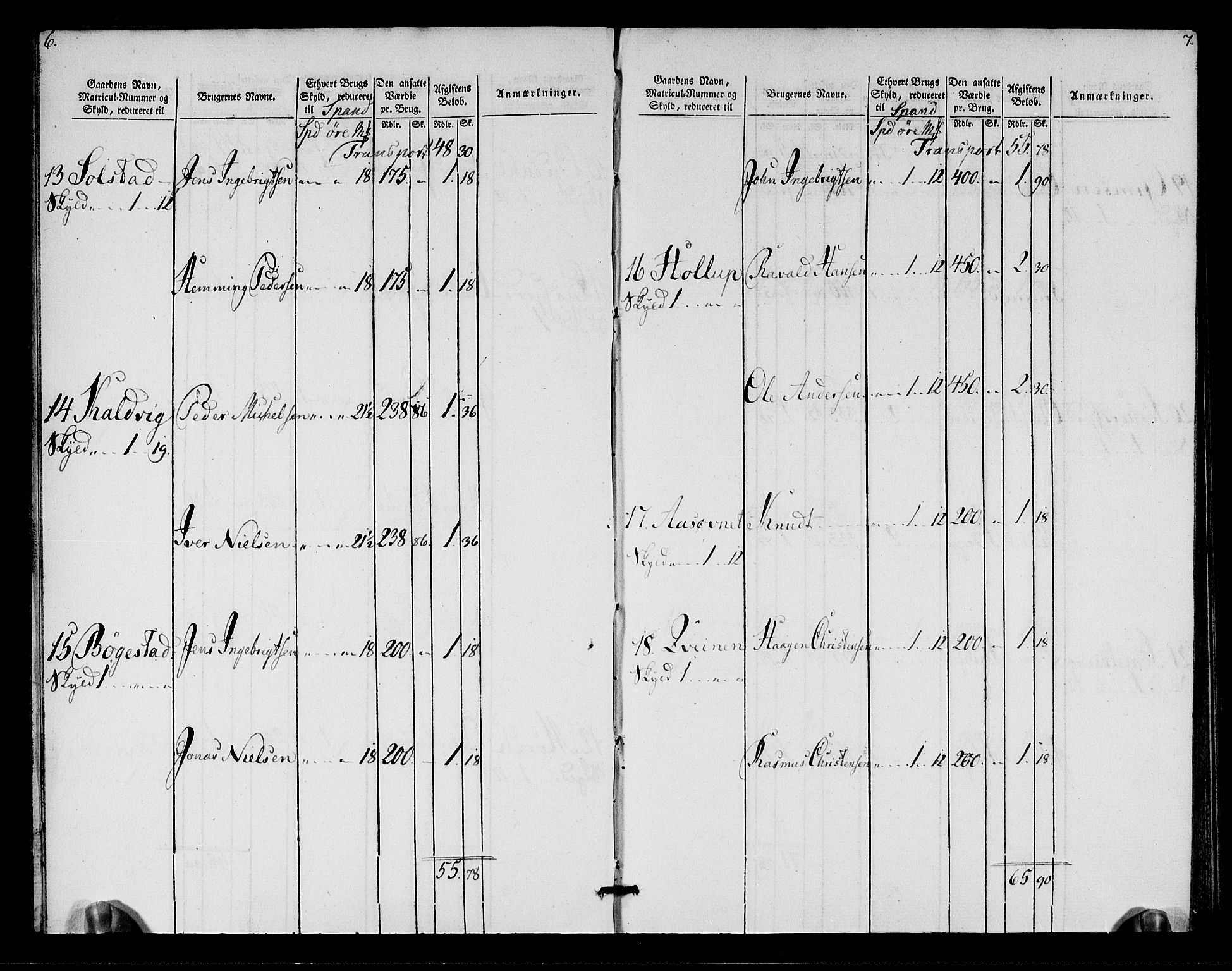 Rentekammeret inntil 1814, Realistisk ordnet avdeling, RA/EA-4070/N/Ne/Nea/L0155: Namdalen fogderi. Oppebørselsregister, 1803-1804, p. 5