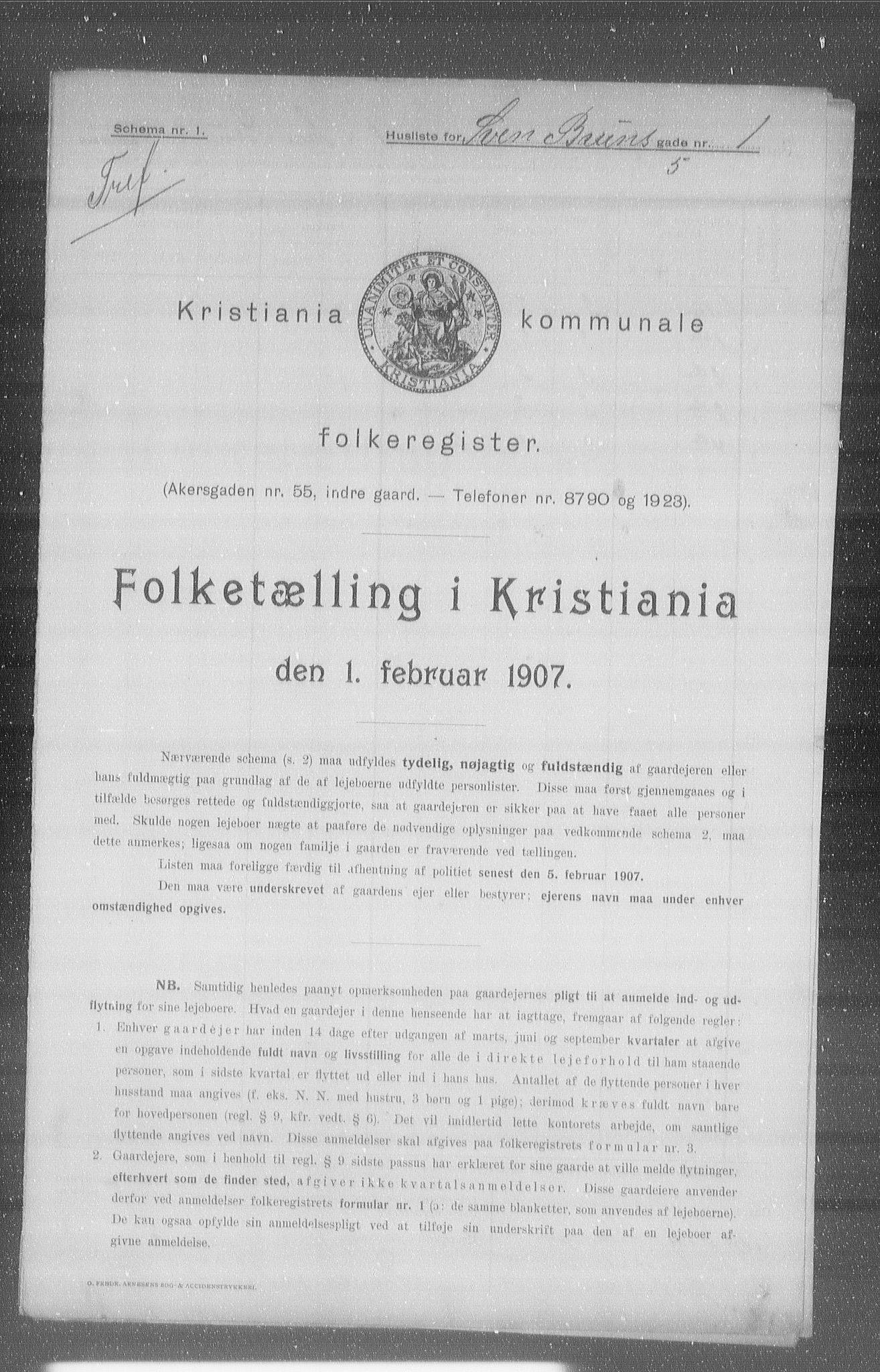 OBA, Municipal Census 1907 for Kristiania, 1907, p. 53341