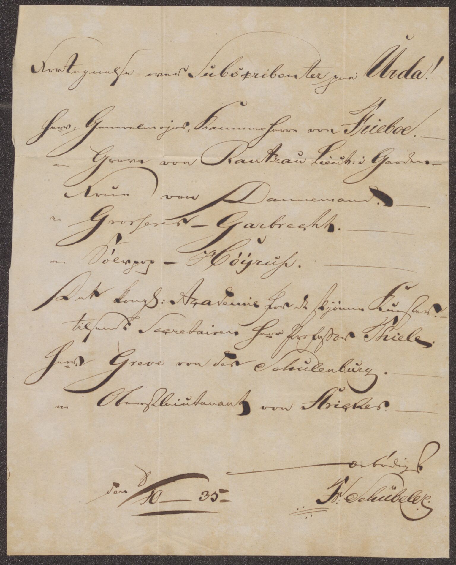 Bergens Museum, UMB/A007/D/Da/L0007/0003: Innkommende brev 1834 - 1835 / Innkommende brev 1835, 1835