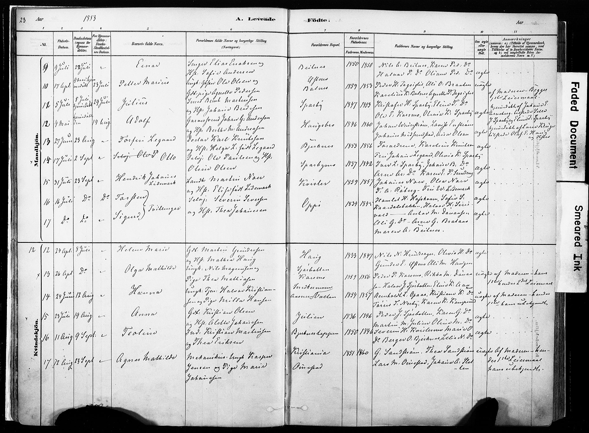 Hof prestekontor, AV/SAH-PREST-038/H/Ha/Haa/L0010: Parish register (official) no. 10, 1878-1909, p. 23