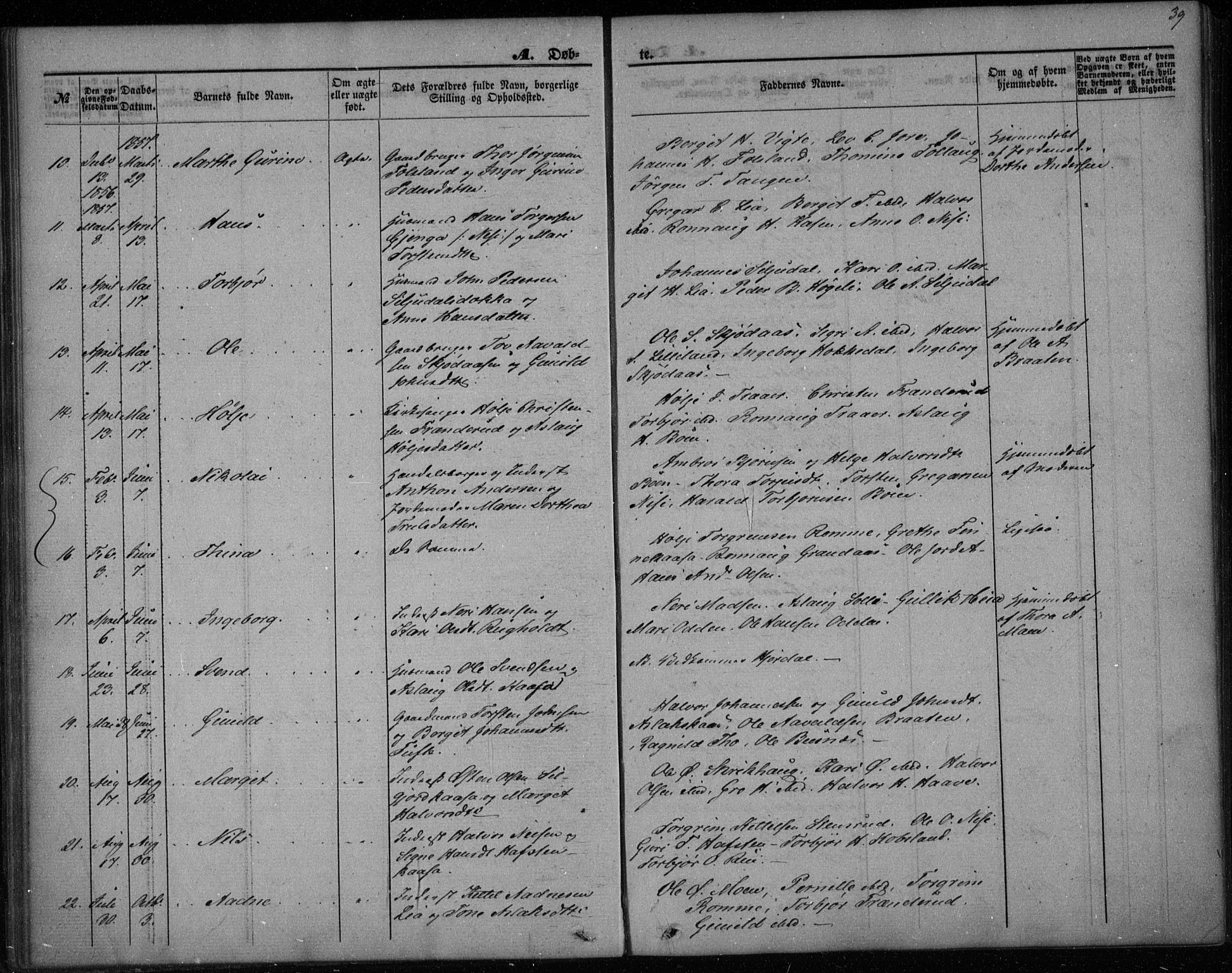 Gransherad kirkebøker, SAKO/A-267/F/Fa/L0002: Parish register (official) no. I 2, 1844-1859, p. 39