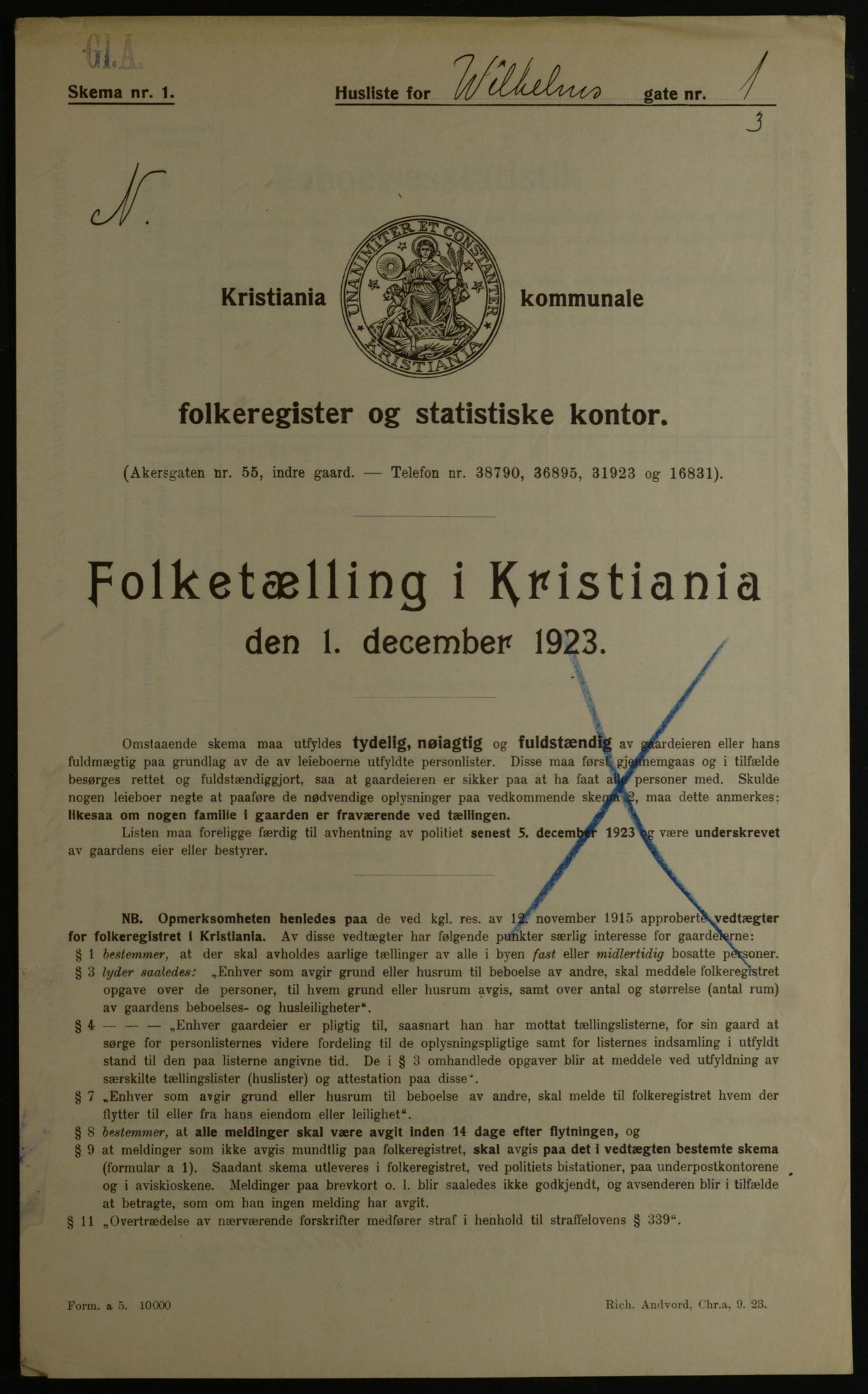 OBA, Municipal Census 1923 for Kristiania, 1923, p. 141436