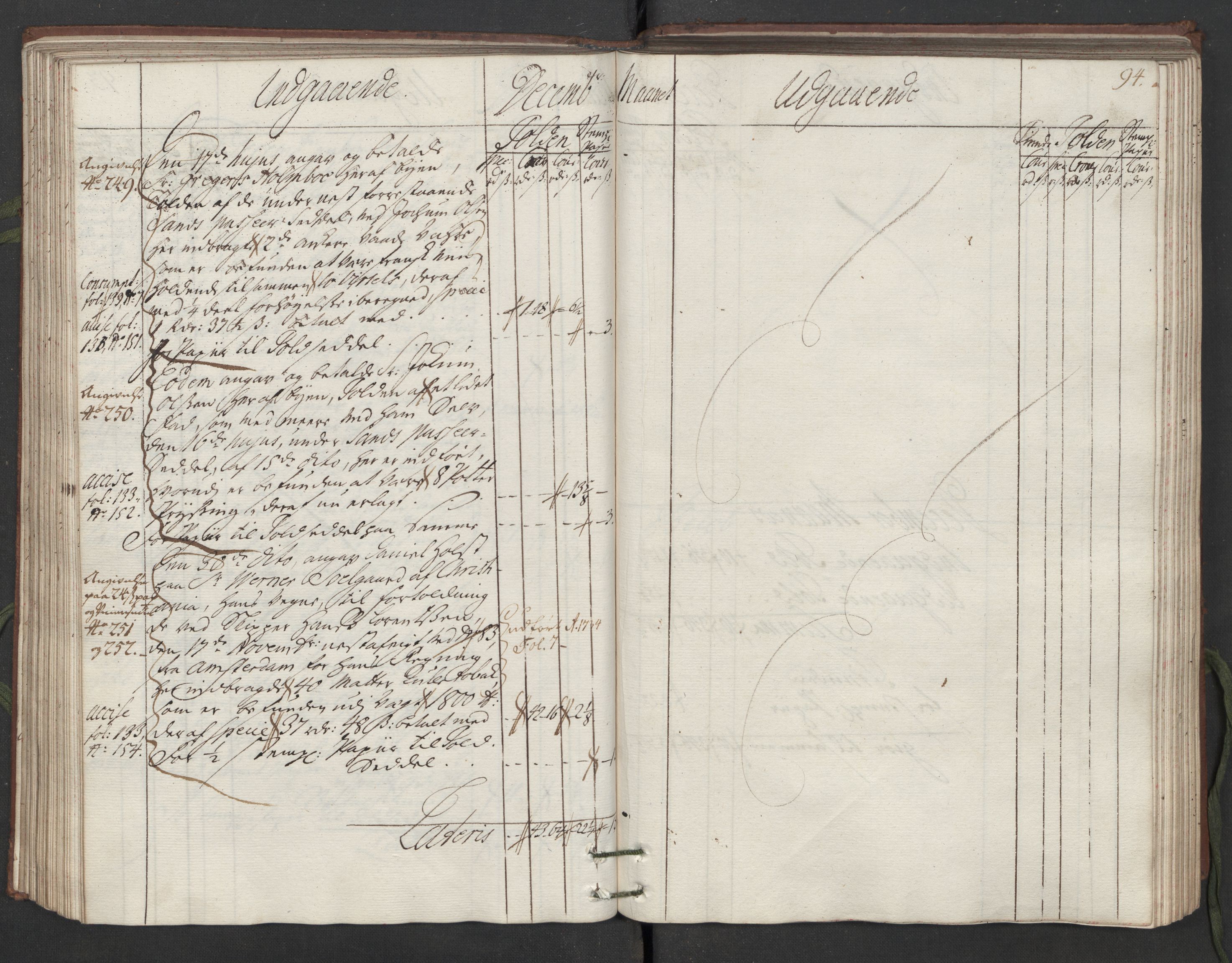 Generaltollkammeret, tollregnskaper, AV/RA-EA-5490/R05/L0014/0001: Tollregnskaper Moss, Son, Krokstad / Hovedtollbok, 1733, p. 93b-94a