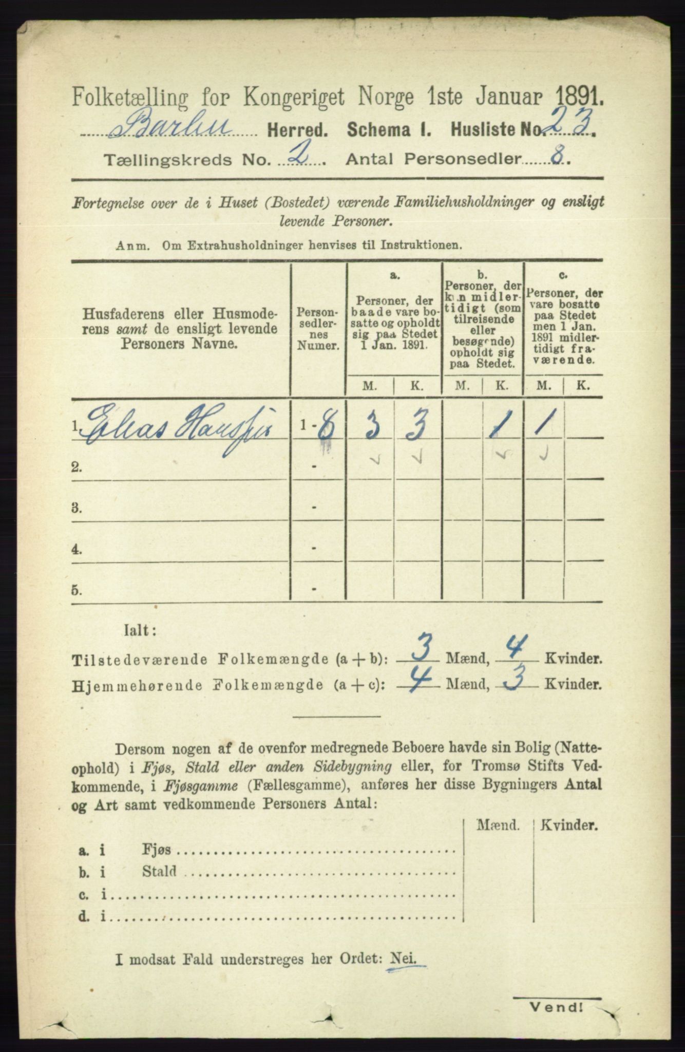 RA, 1891 census for 0990 Barbu, 1891, p. 865