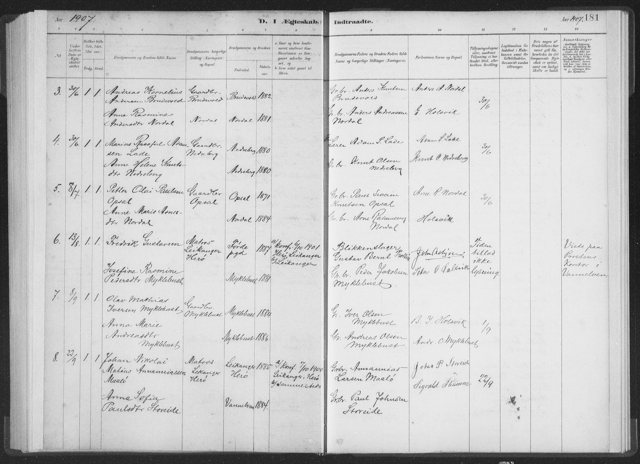 Ministerialprotokoller, klokkerbøker og fødselsregistre - Møre og Romsdal, AV/SAT-A-1454/502/L0025: Parish register (official) no. 502A03, 1885-1909, p. 181