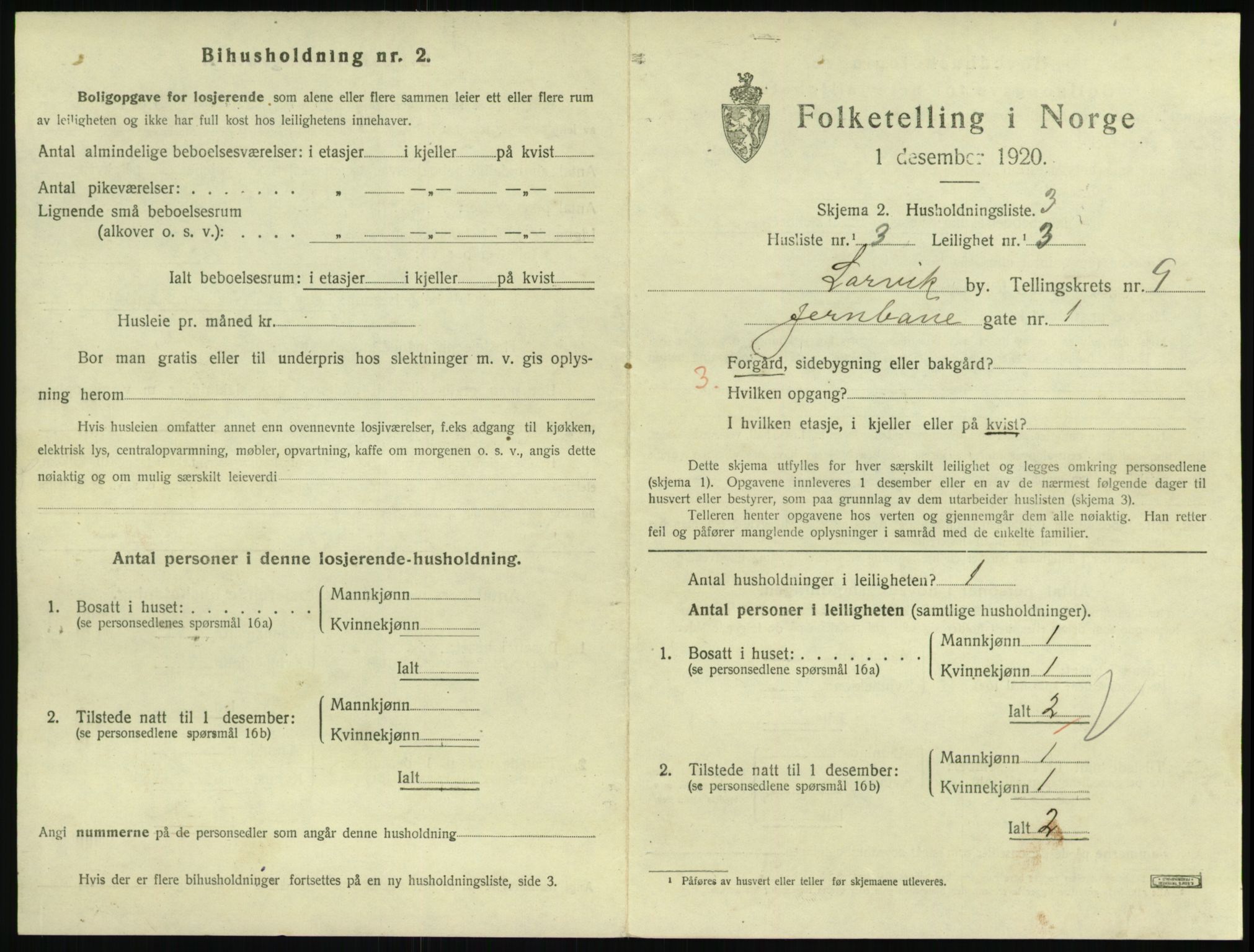 SAKO, 1920 census for Larvik, 1920, p. 7086