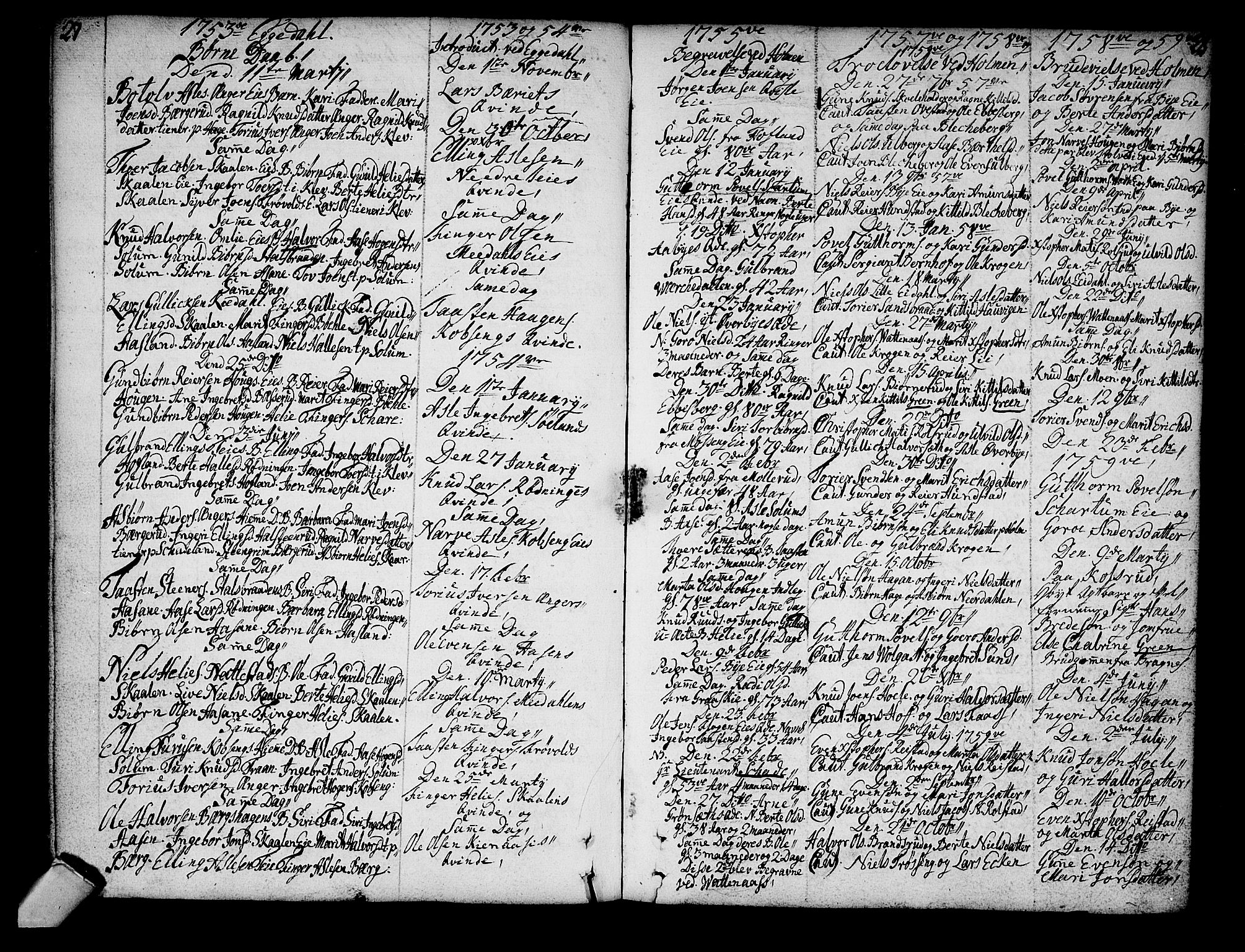 Sigdal kirkebøker, SAKO/A-245/F/Fa/L0001: Parish register (official) no. I 1, 1722-1777, p. 27-28