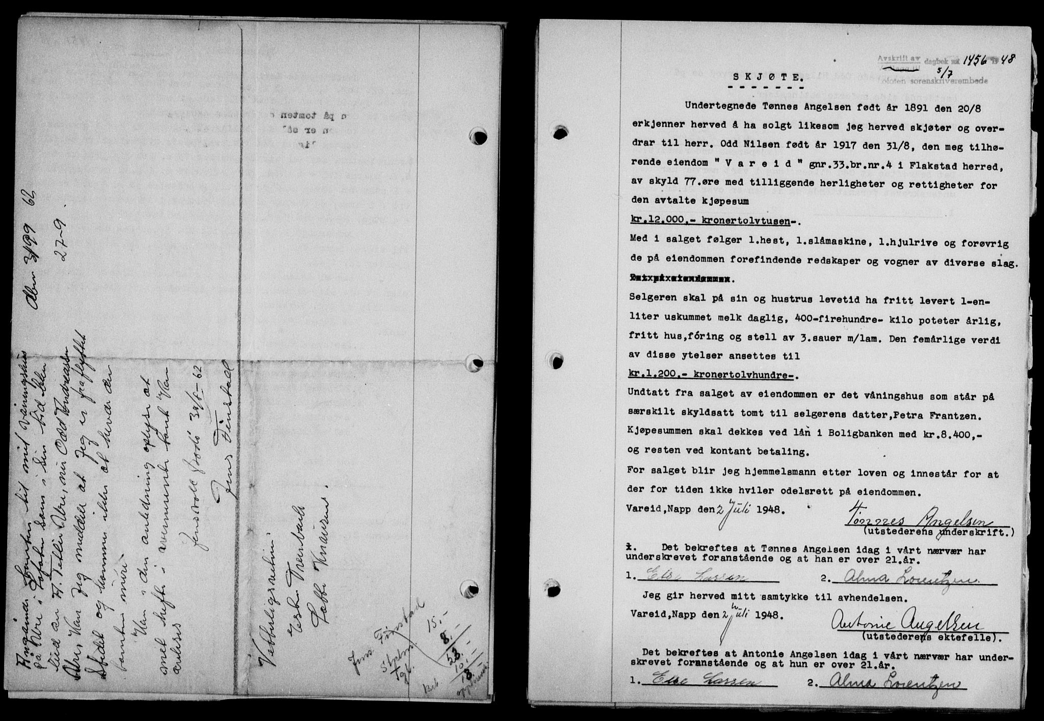 Lofoten sorenskriveri, SAT/A-0017/1/2/2C/L0018a: Mortgage book no. 18a, 1948-1948, Diary no: : 1546/1948