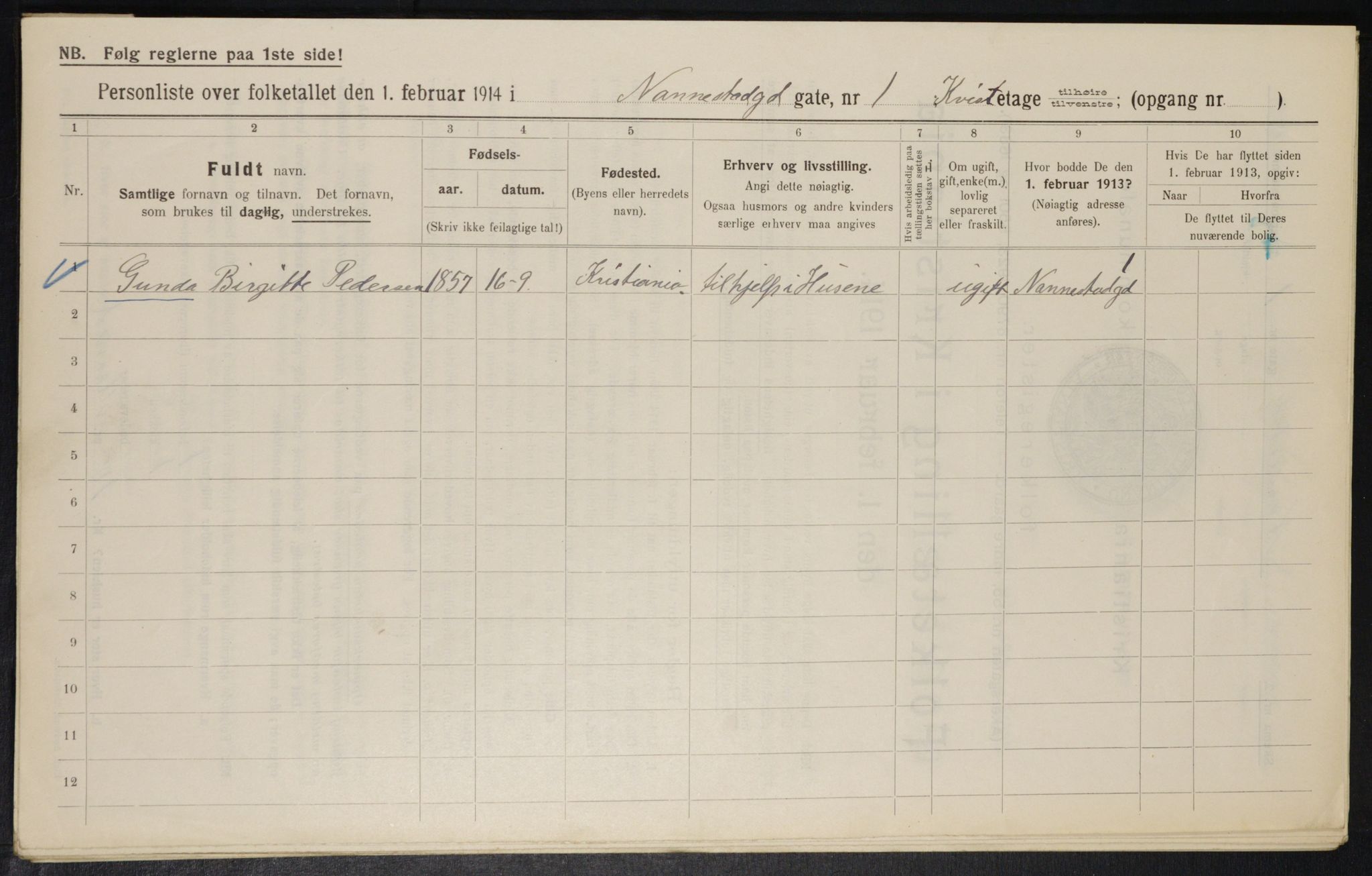 OBA, Municipal Census 1914 for Kristiania, 1914, p. 69032