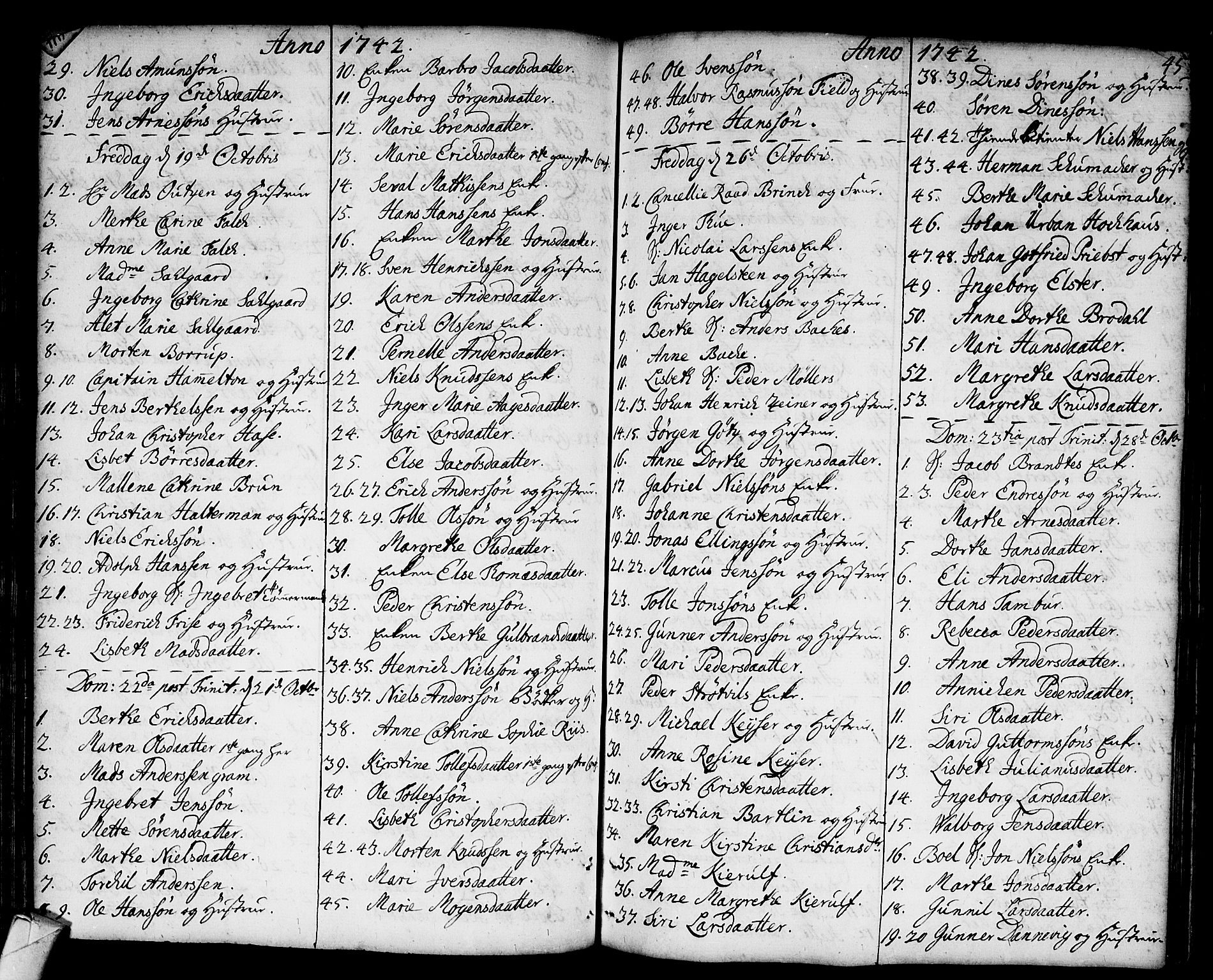 Strømsø kirkebøker, AV/SAKO-A-246/F/Fa/L0006: Parish register (official) no. I 6, 1740-1747, p. 45