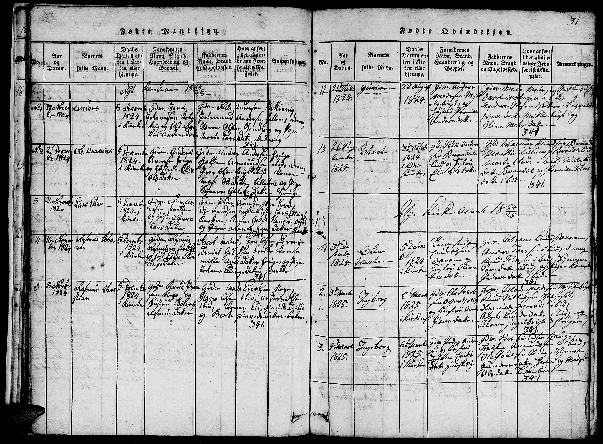 Ministerialprotokoller, klokkerbøker og fødselsregistre - Møre og Romsdal, SAT/A-1454/503/L0046: Parish register (copy) no. 503C01, 1816-1842, p. 31