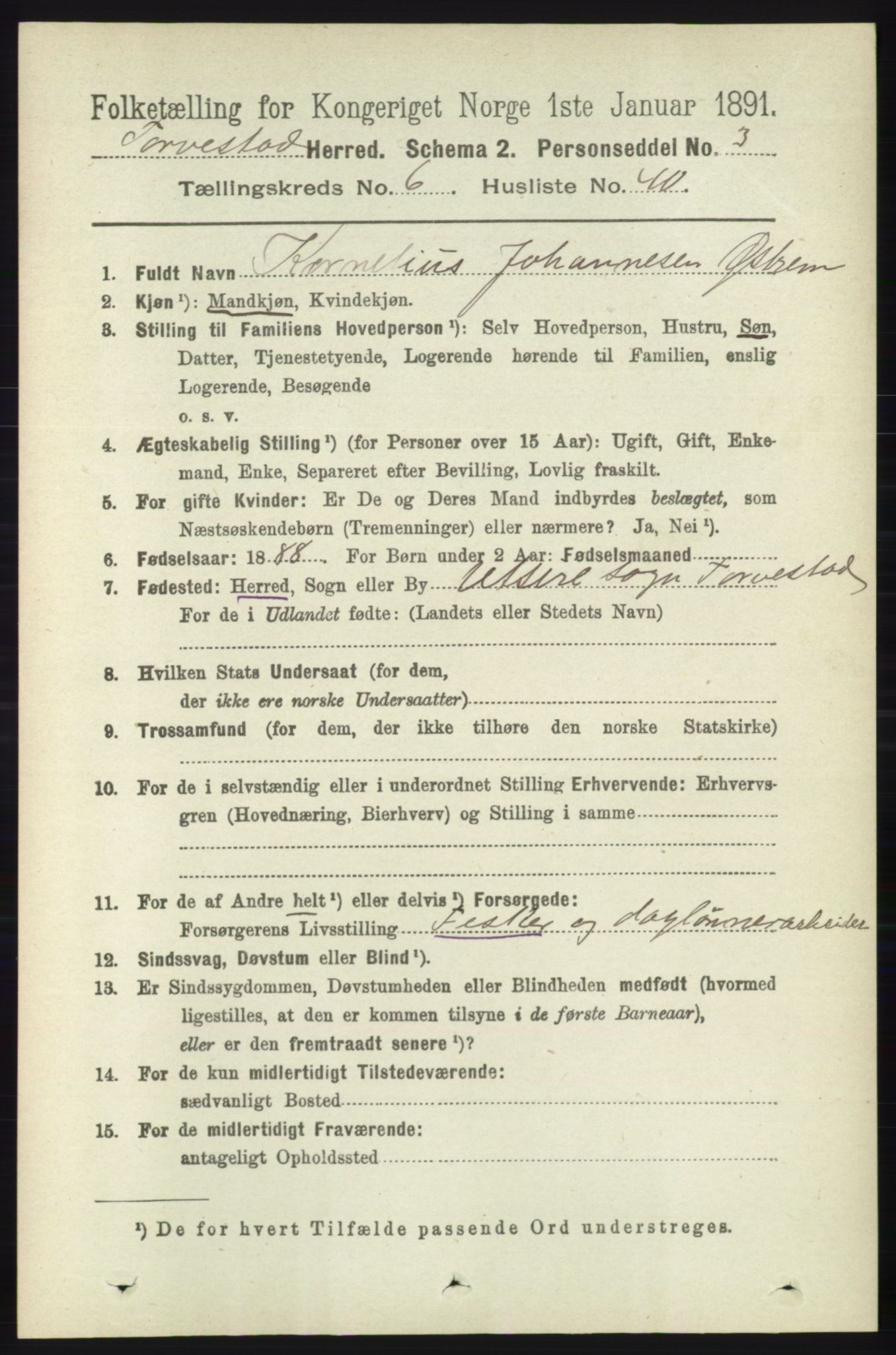 RA, 1891 census for 1152 Torvastad, 1891, p. 2178