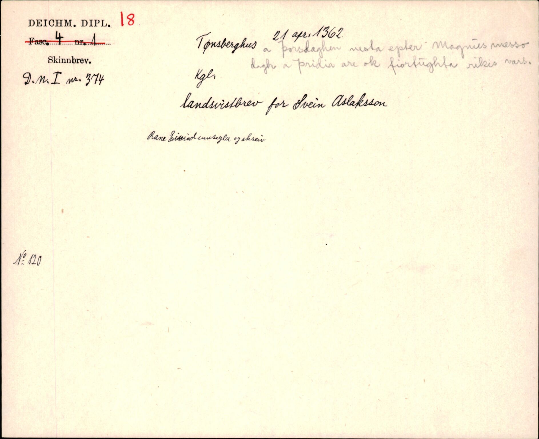 Riksarkivets diplomsamling, AV/RA-EA-5965/F35/F35j/L0001: Regestsedler: Deichmanske diplomer nr. 1-450, p. 41