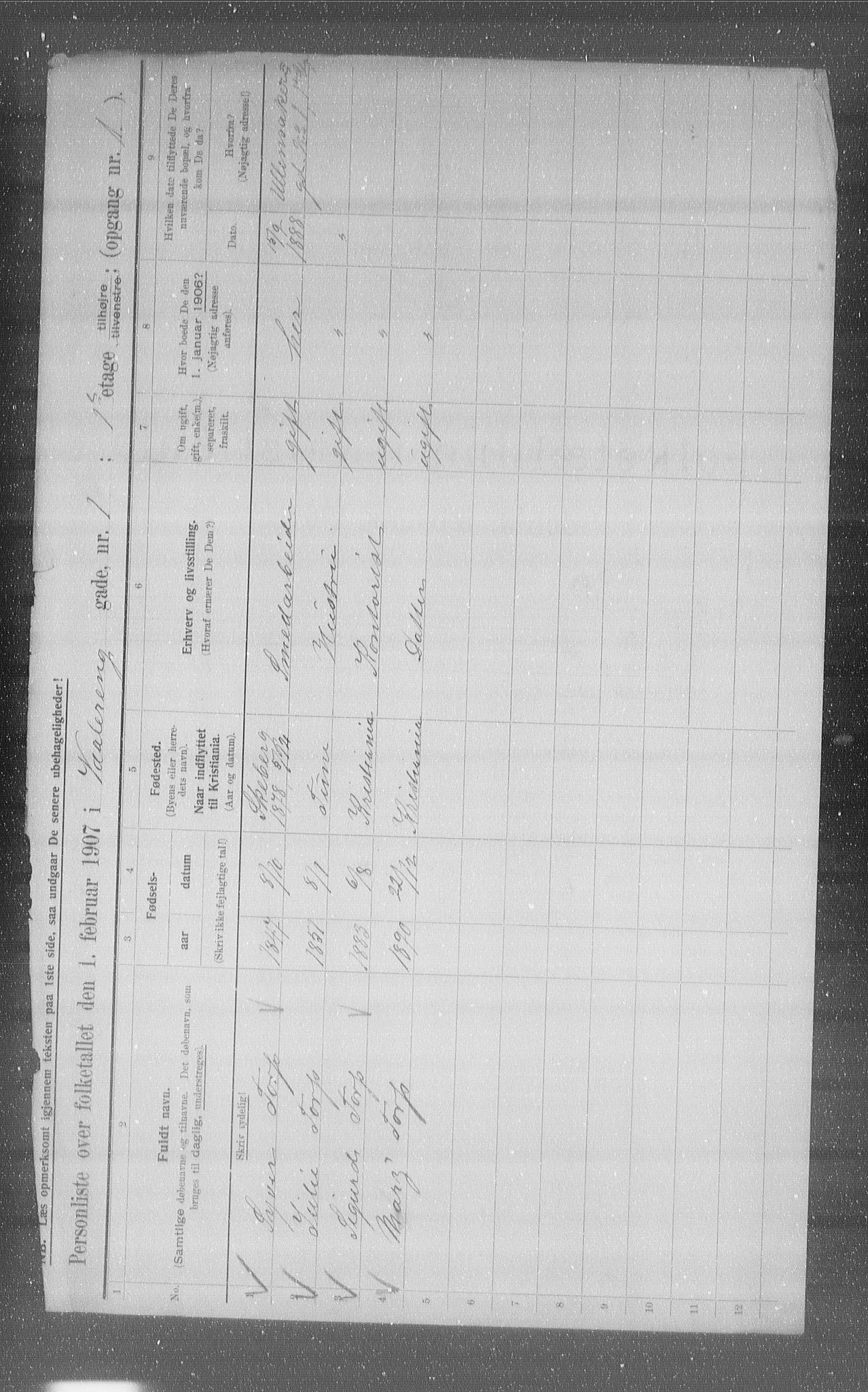 OBA, Municipal Census 1907 for Kristiania, 1907, p. 63822