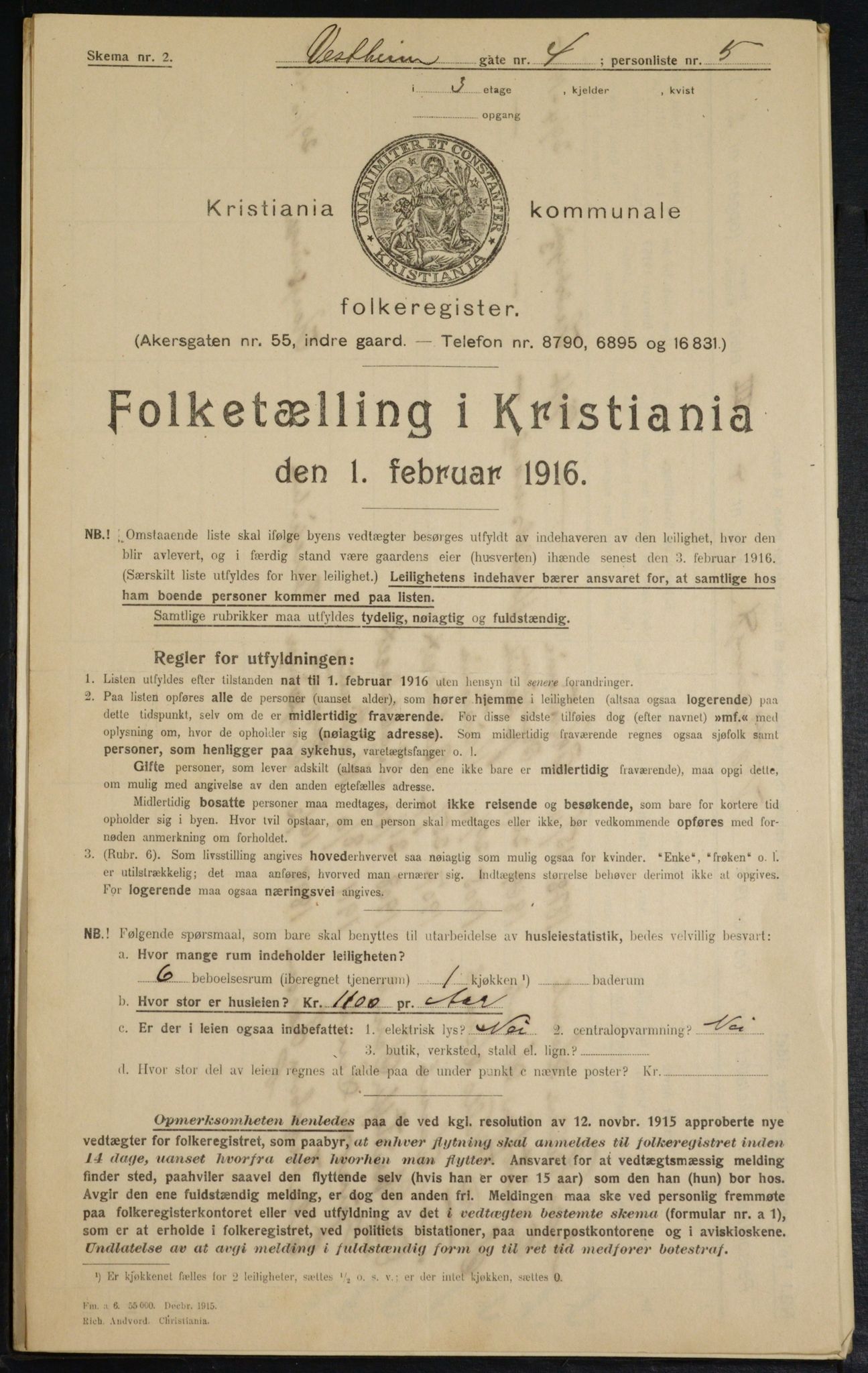 OBA, Municipal Census 1916 for Kristiania, 1916, p. 126179