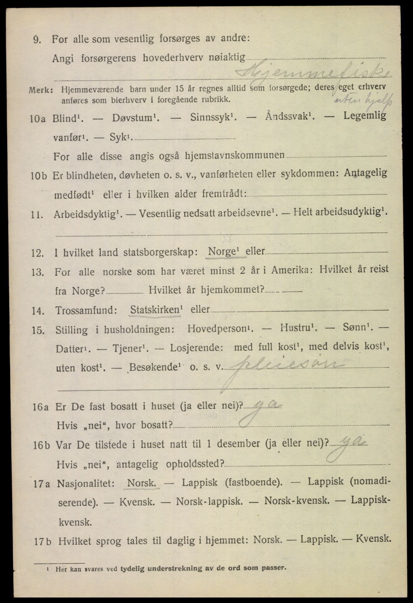 SAT, 1920 census for Hadsel, 1920, p. 5495