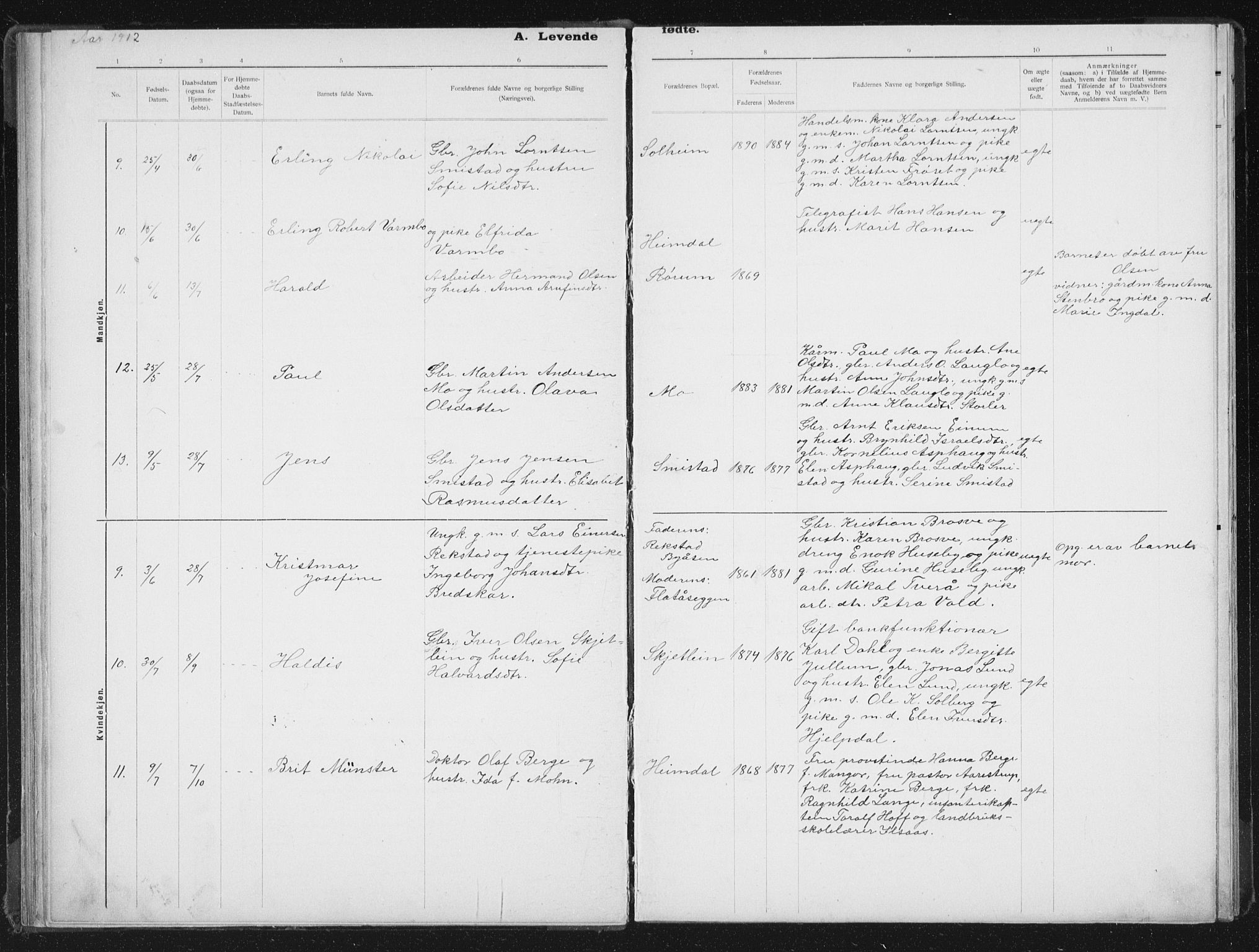 Ministerialprotokoller, klokkerbøker og fødselsregistre - Sør-Trøndelag, AV/SAT-A-1456/613/L0396: Parish register (copy) no. 613C04, 1902-1938