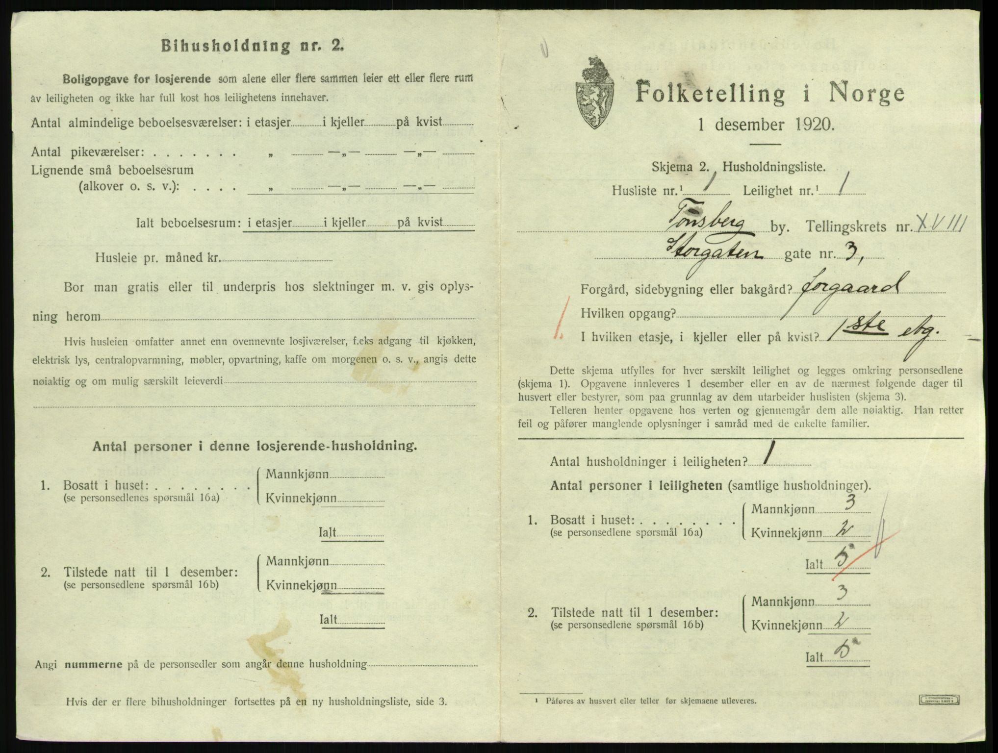 SAKO, 1920 census for Tønsberg, 1920, p. 6845