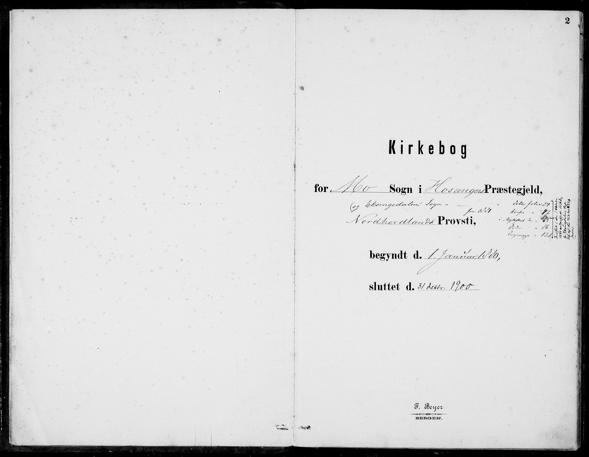 Hosanger sokneprestembete, SAB/A-75801/H/Haa: Parish register (official) no. C  1, 1880-1900, p. 2