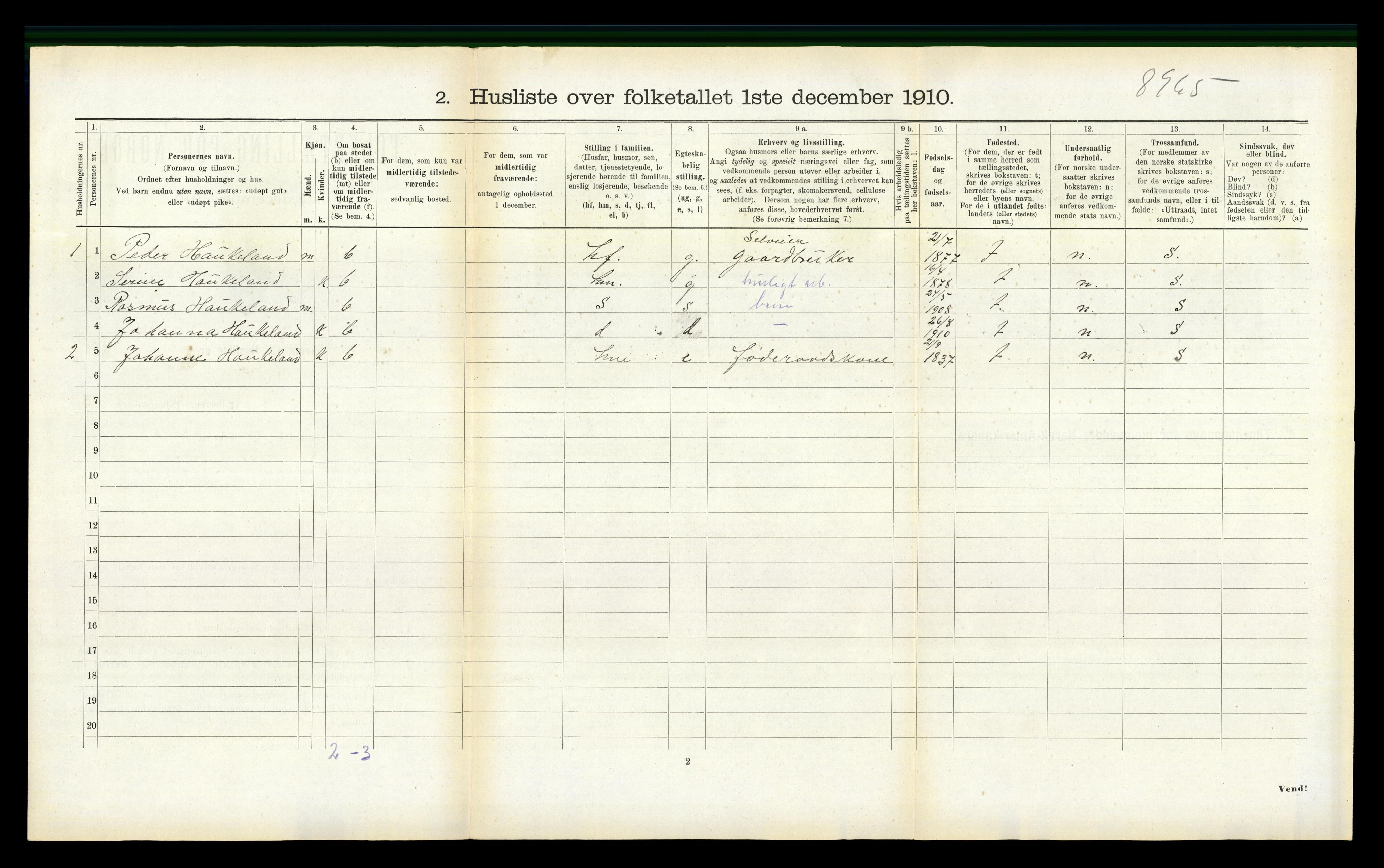 RA, 1910 census for Vanylven, 1910, p. 790